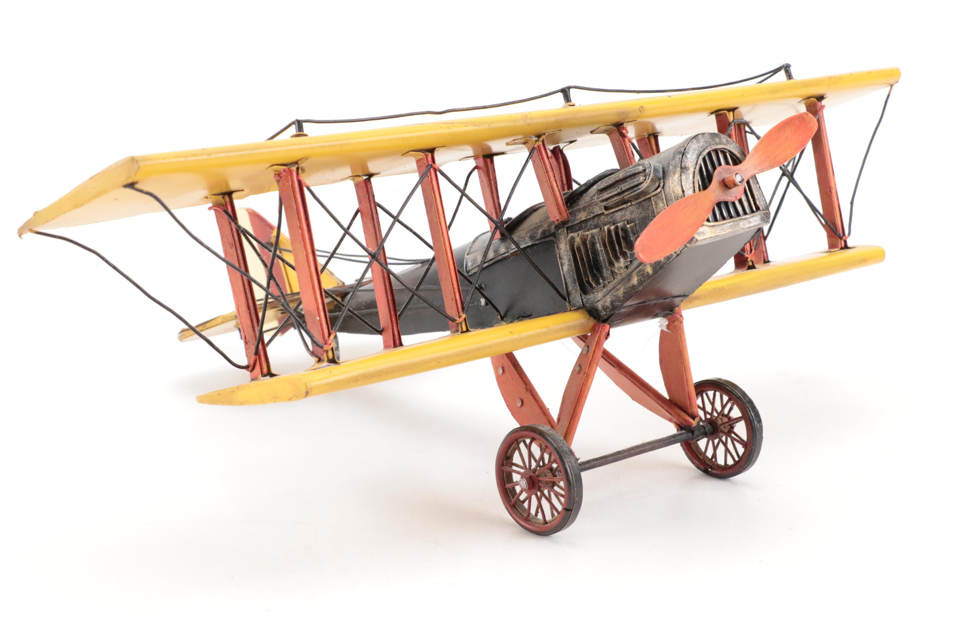 Metal and Wood Curtiss JN-7H "Jenny" WWI Biplane Model, Late 20th Century