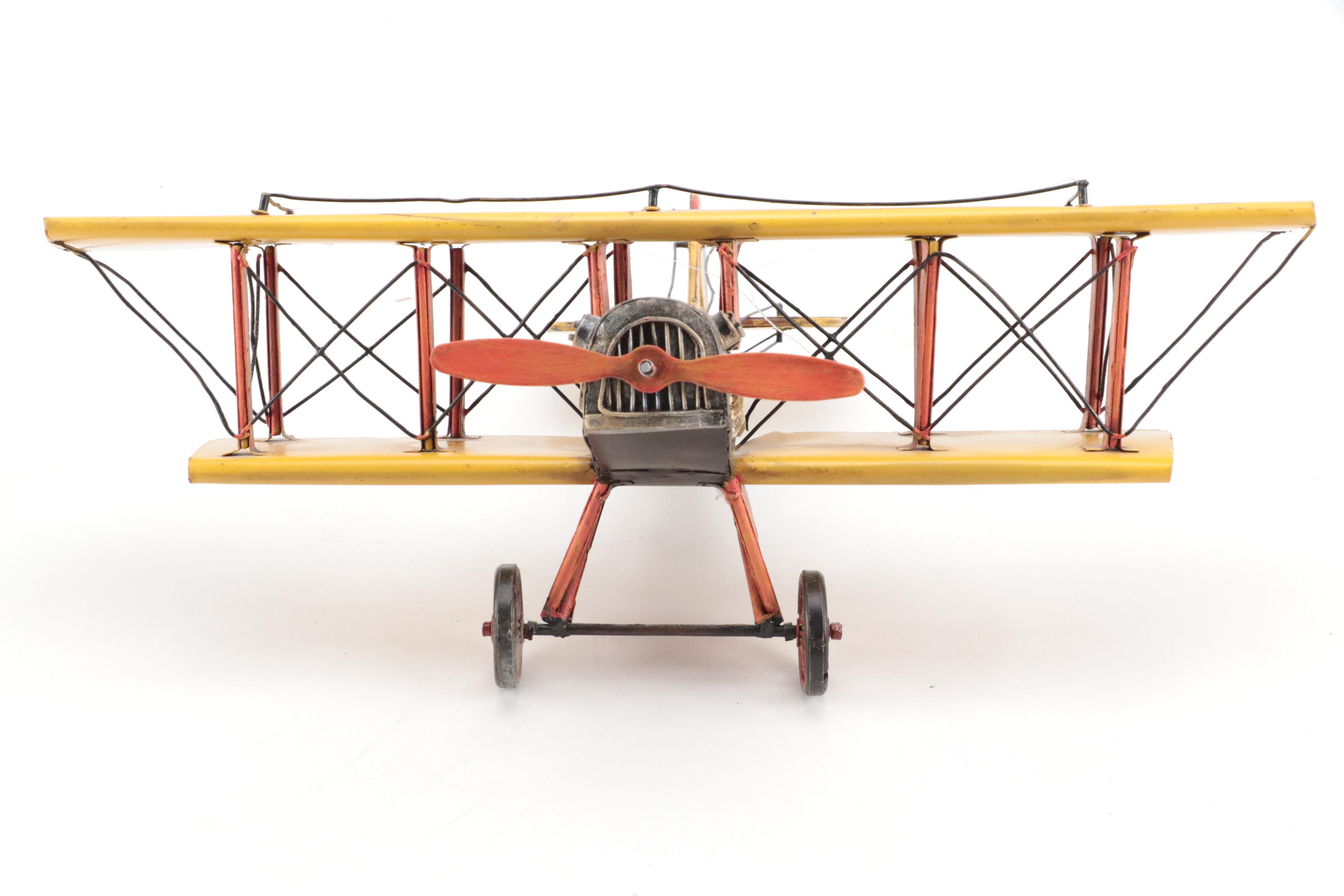 Metal and Wood Curtiss JN-7H "Jenny" WWI Biplane Model, Late 20th Century