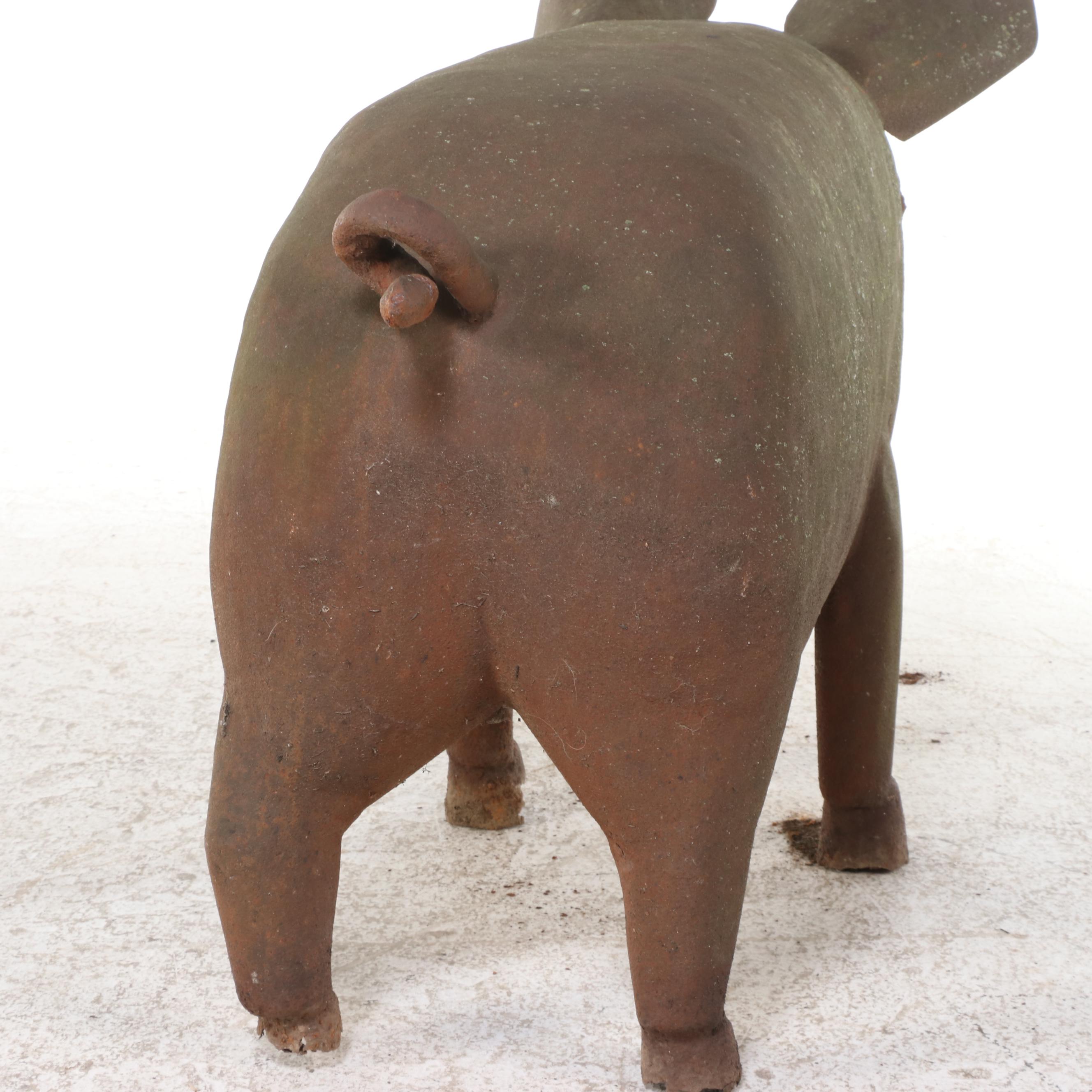 Metal Pig Garden Sculpture