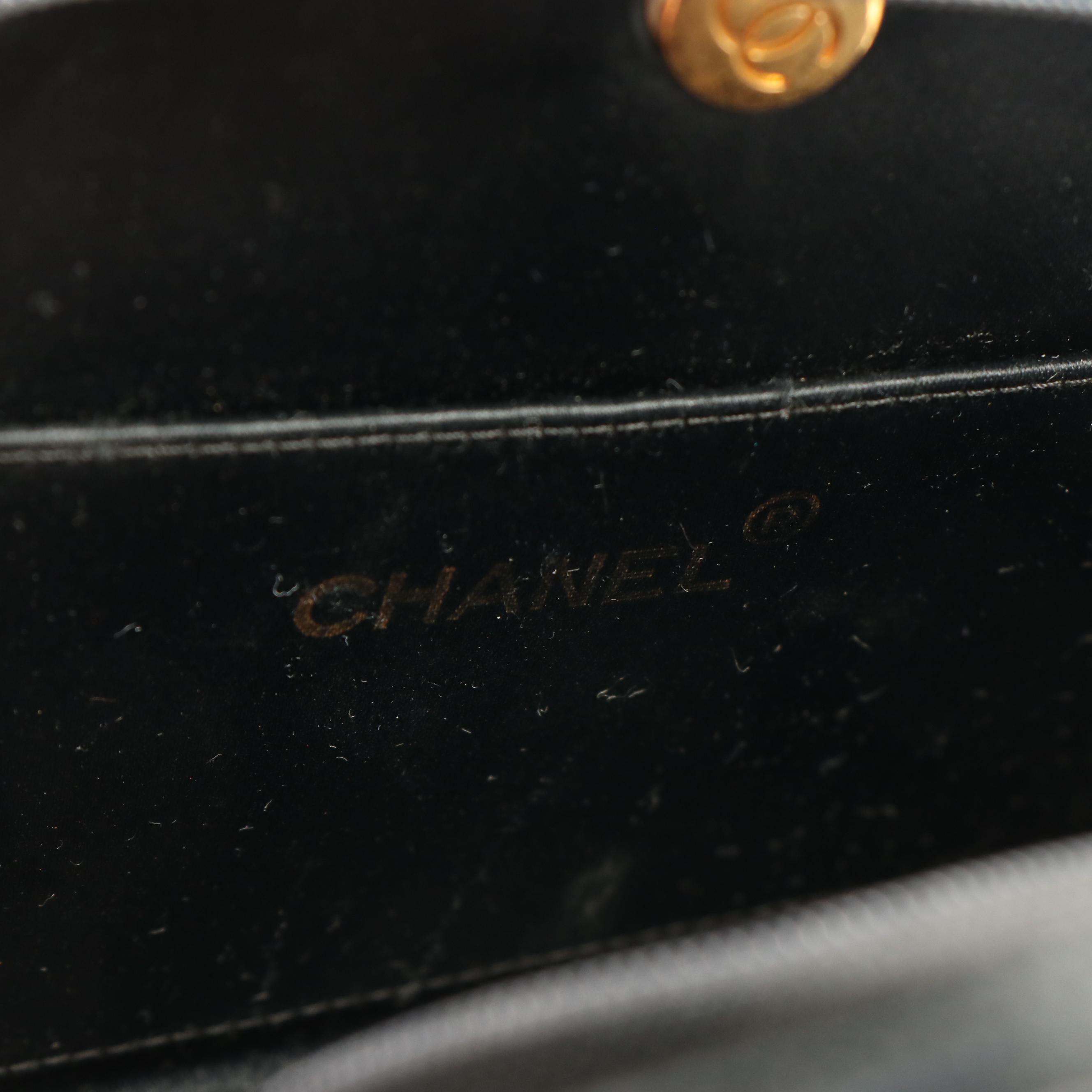 Chanel Mixed Quilt Half Round Black Silk Mini Shoulder Bag