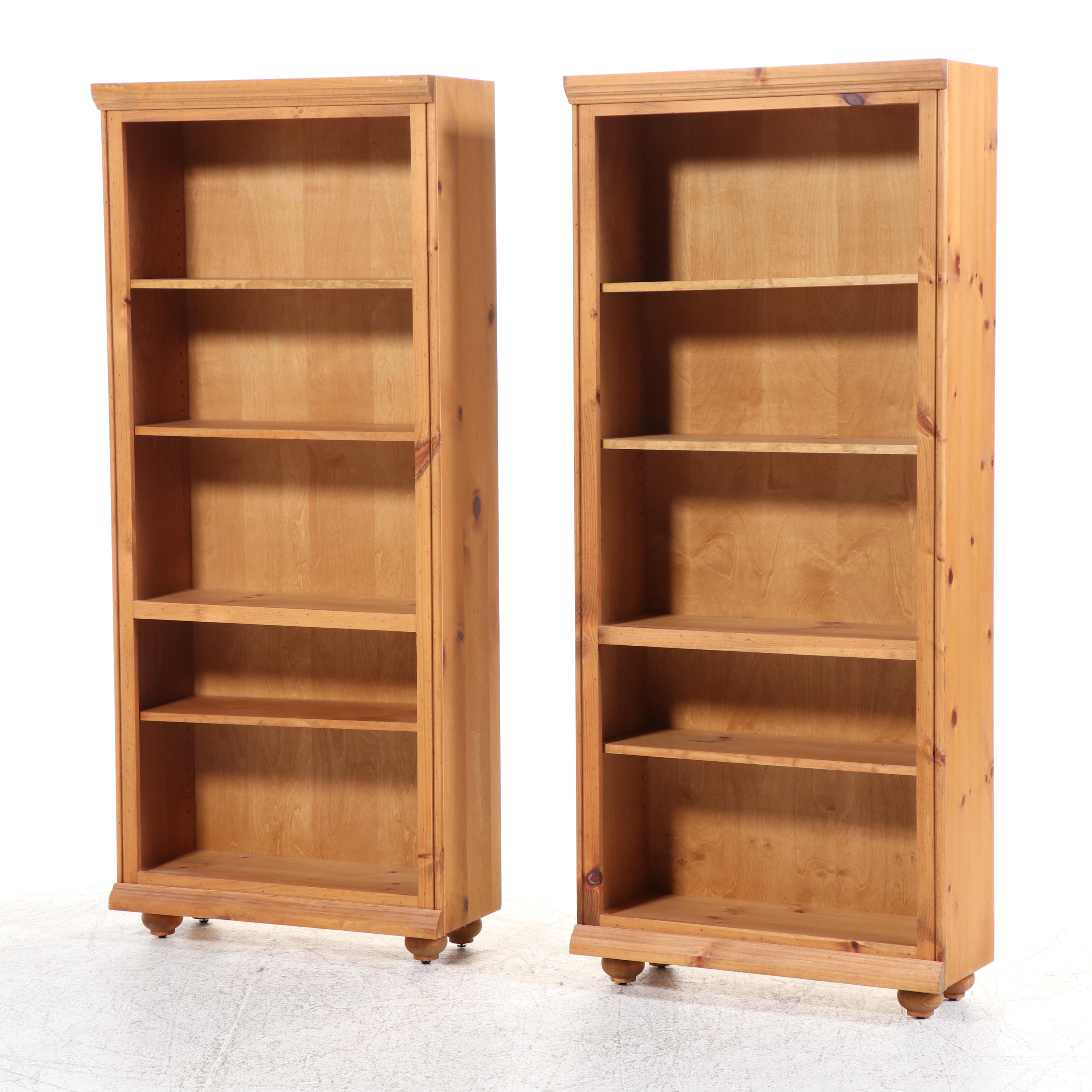 Pair of Spanish Colonial Style Pine Open Bookcases