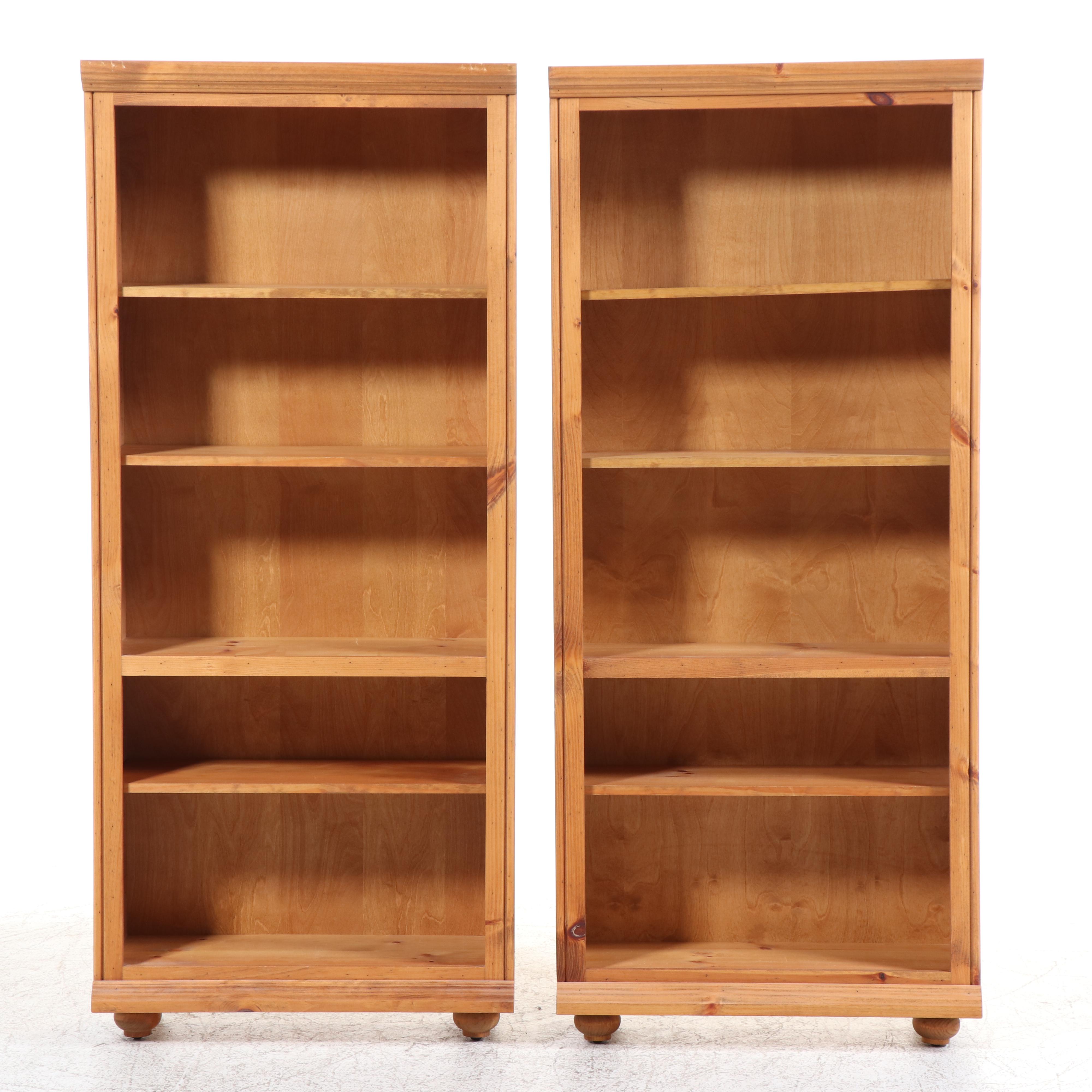 Pair of Spanish Colonial Style Pine Open Bookcases