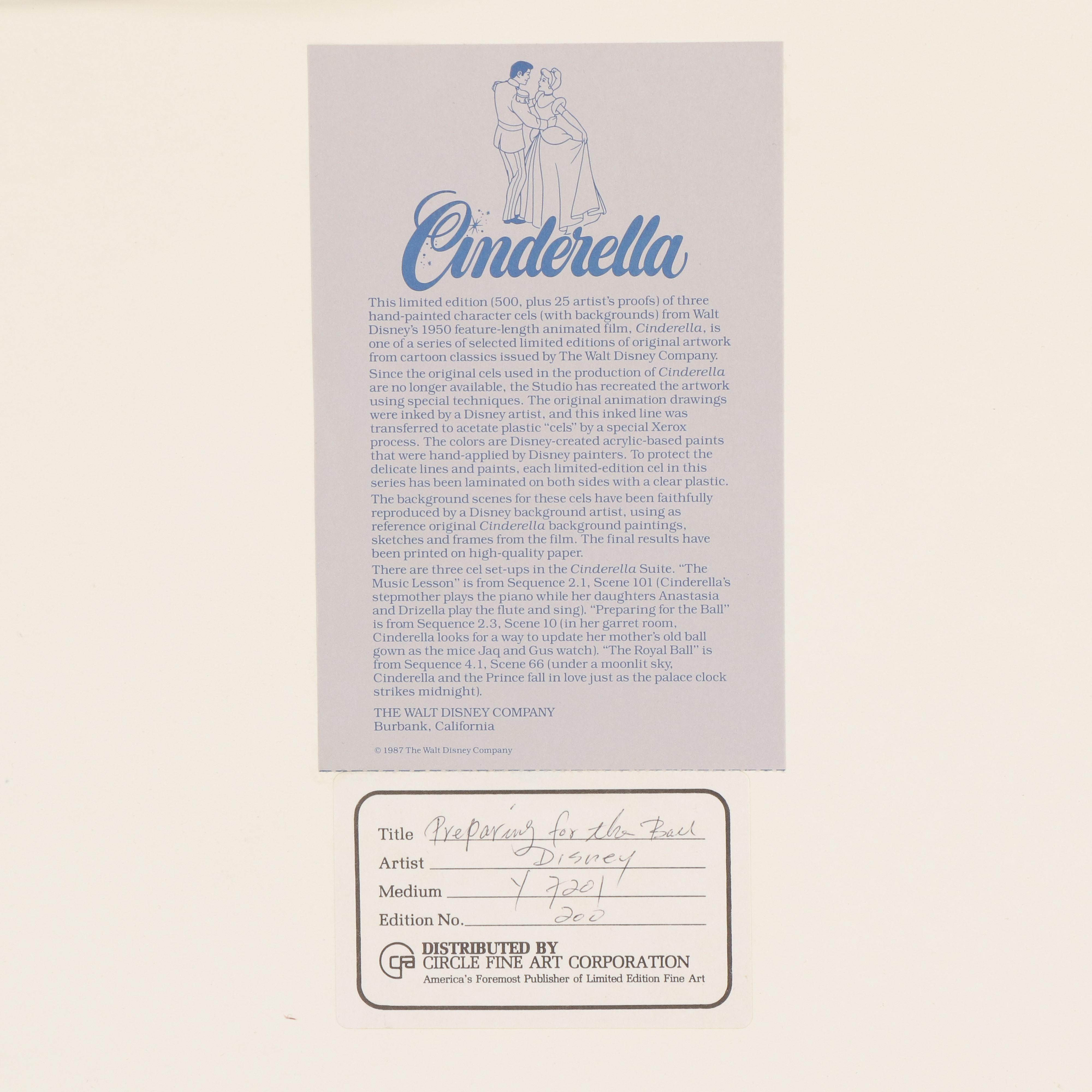 Disney "Cinderella" Hand-Painted Animation Cel, 1987