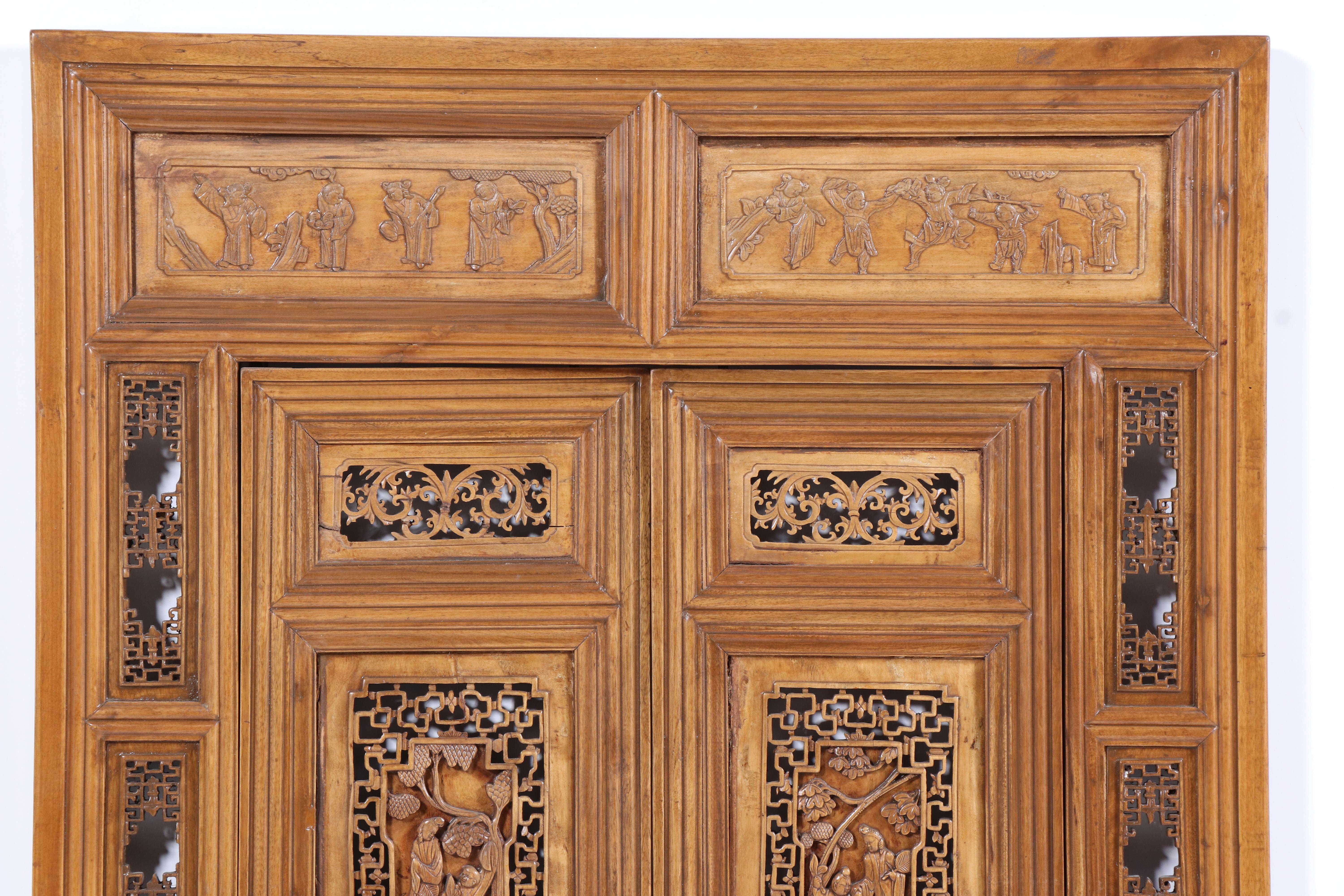 Chinese Carved and Reticulated Hardwood Window Panel