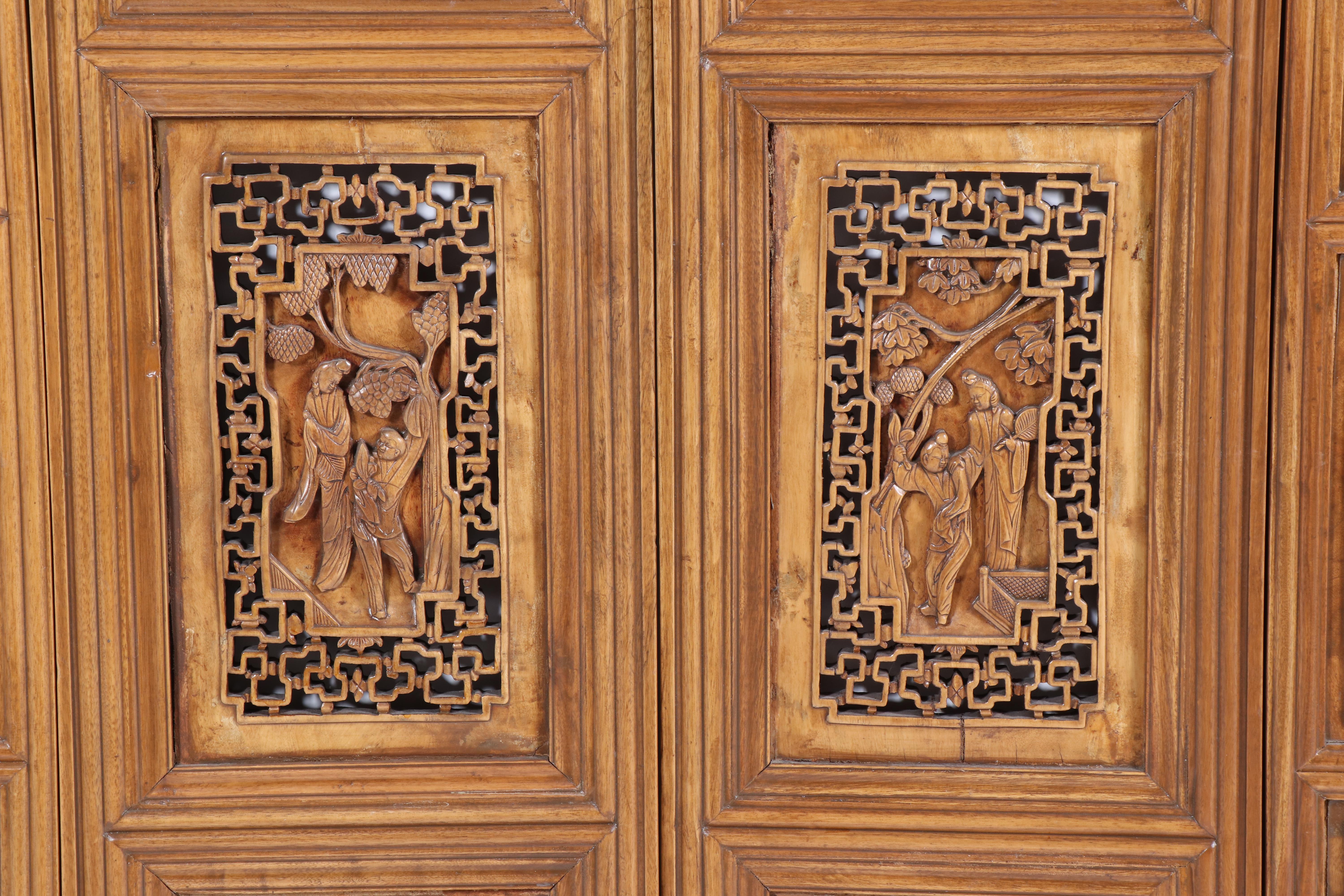 Chinese Carved and Reticulated Hardwood Window Panel
