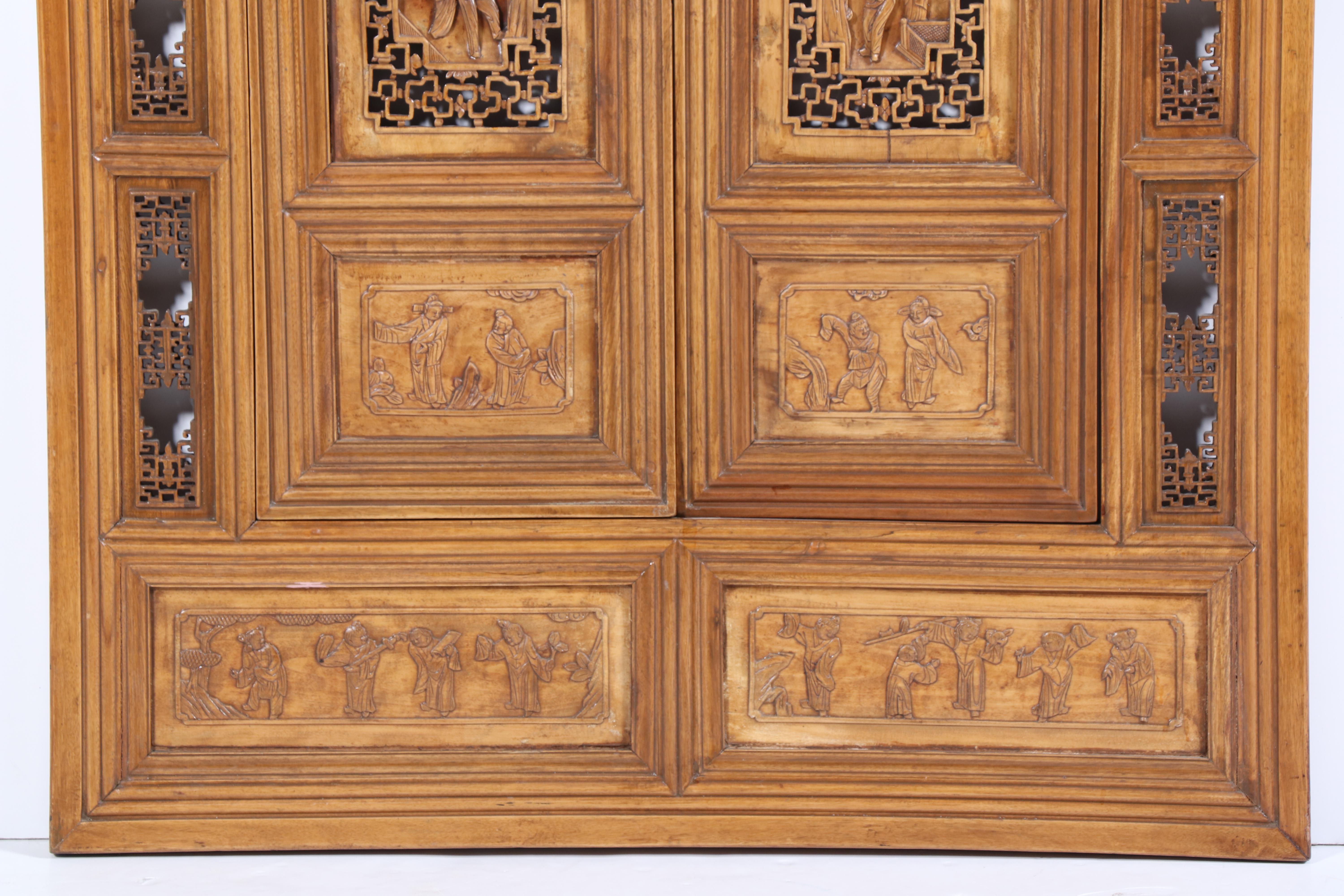 Chinese Carved and Reticulated Hardwood Window Panel