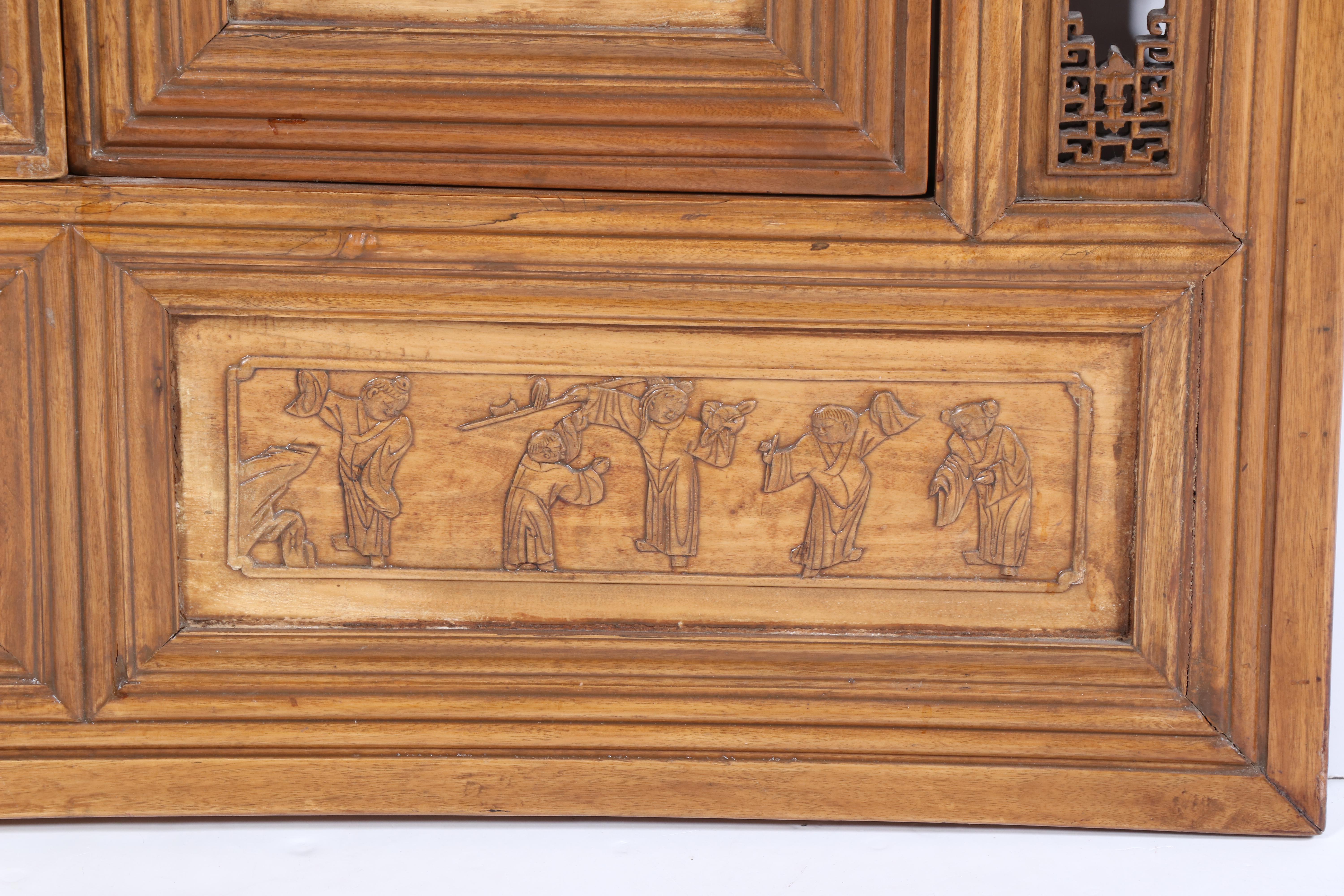 Chinese Carved and Reticulated Hardwood Window Panel