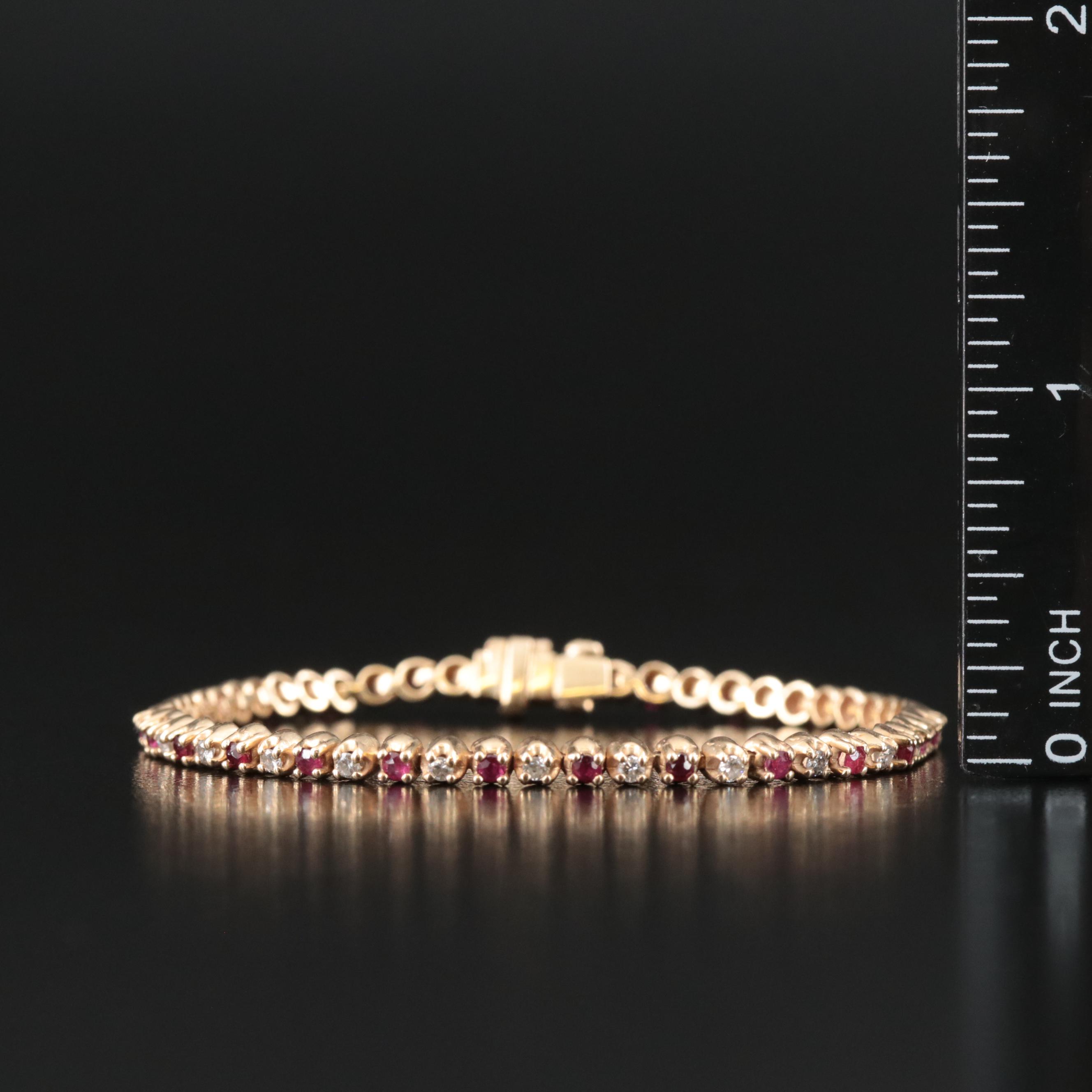 14K Ruby and Diamond Line Bracelet