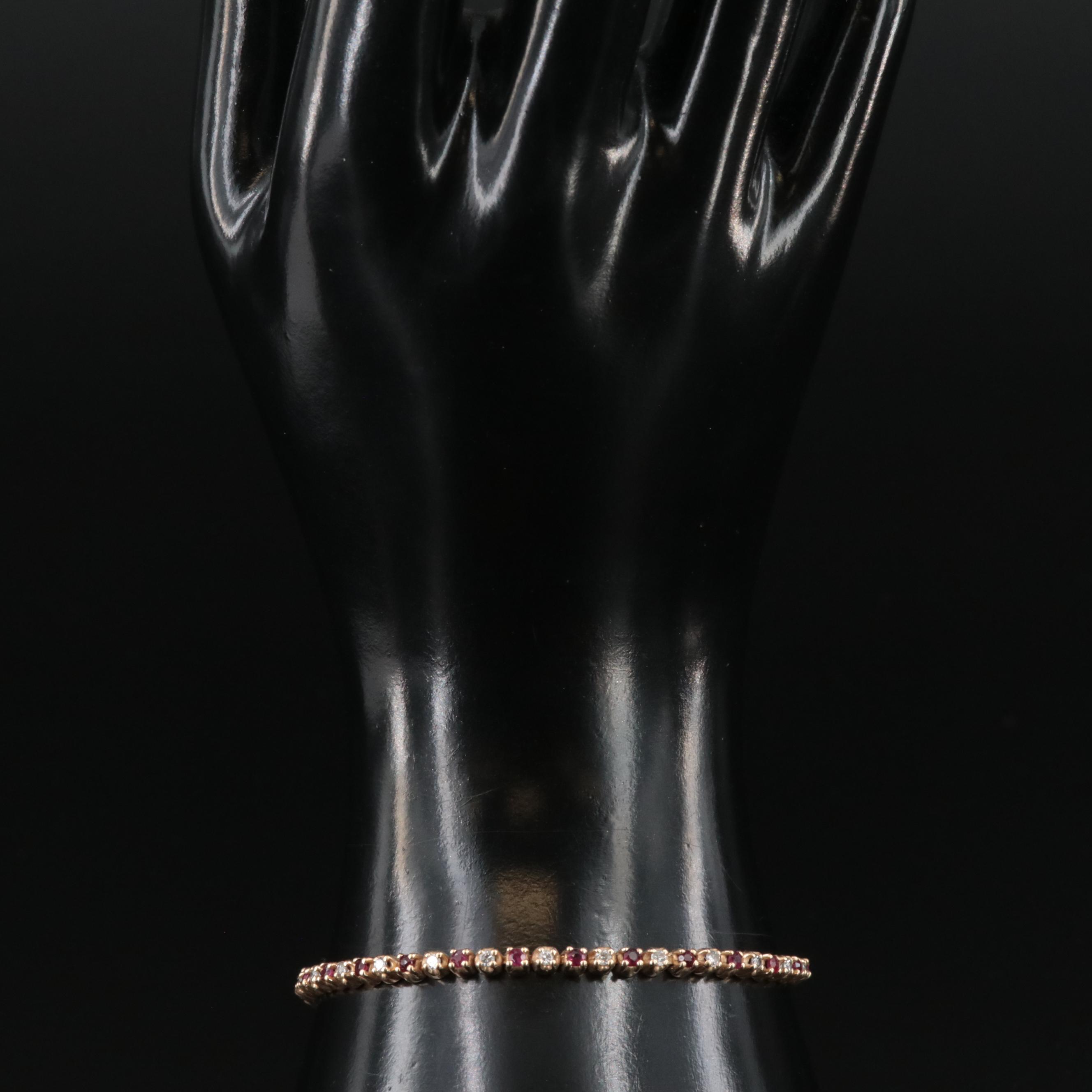 14K Ruby and Diamond Line Bracelet