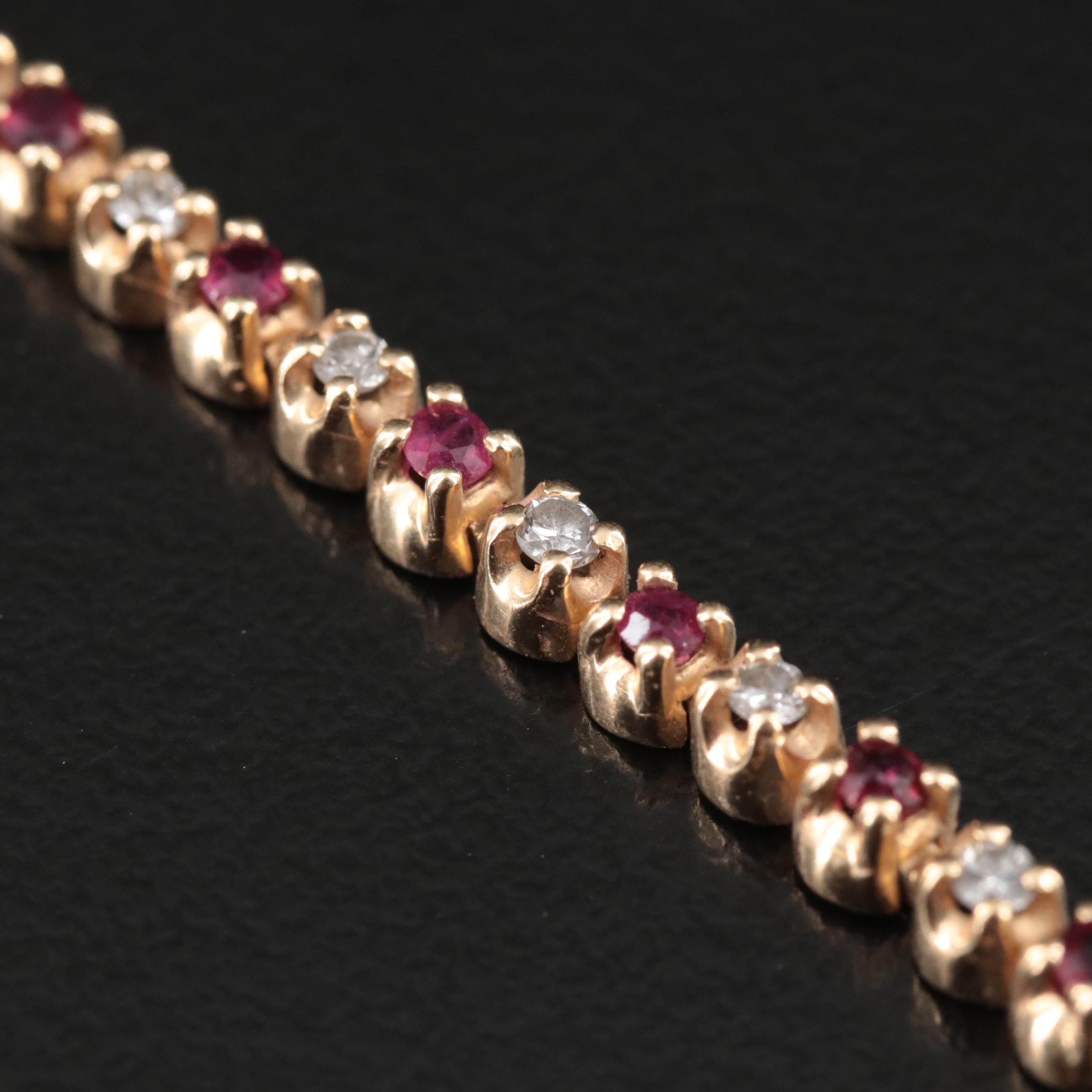 14K Ruby and Diamond Line Bracelet