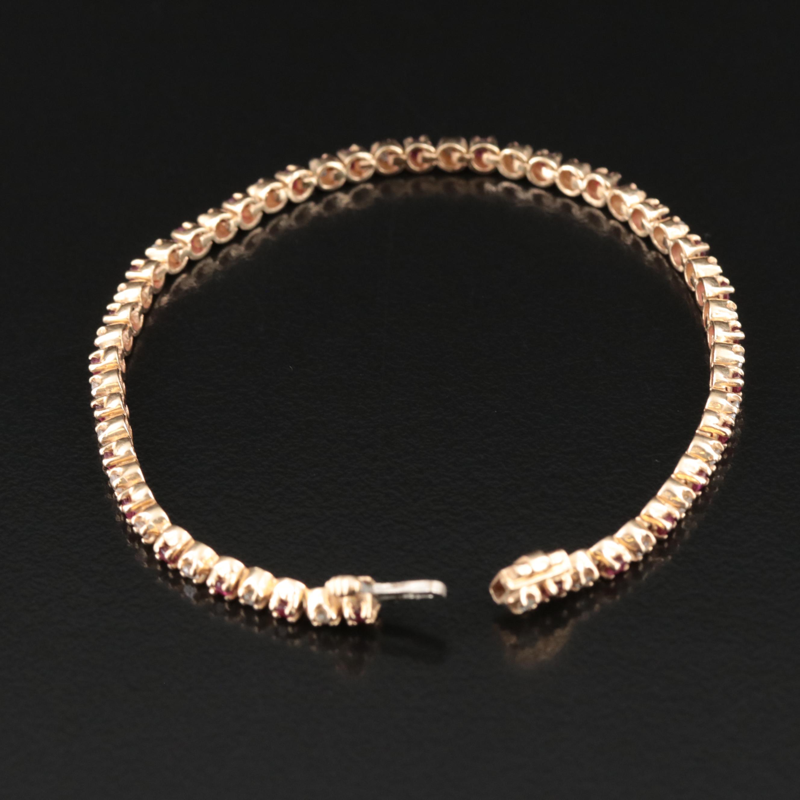14K Ruby and Diamond Line Bracelet