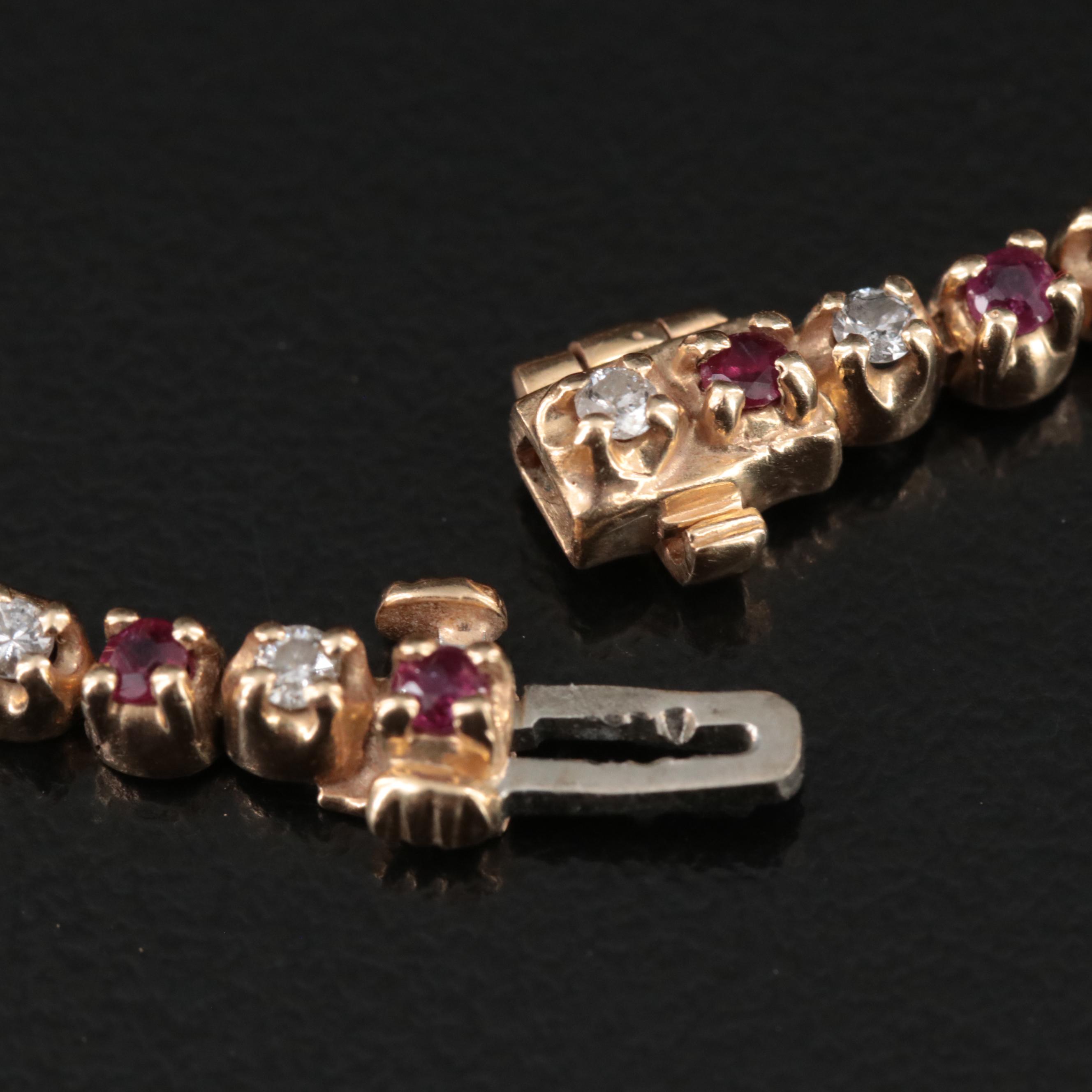 14K Ruby and Diamond Line Bracelet