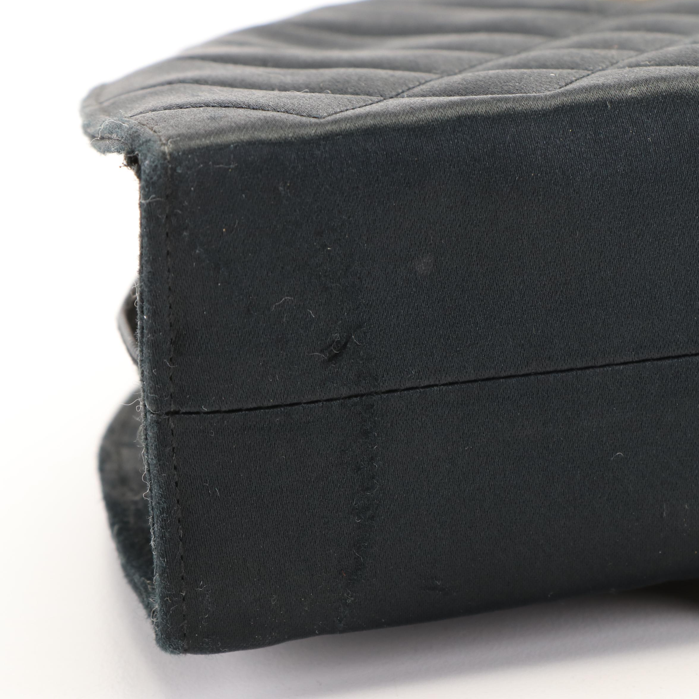 Chanel Mixed Quilt Half Round Black Silk Mini Shoulder Bag