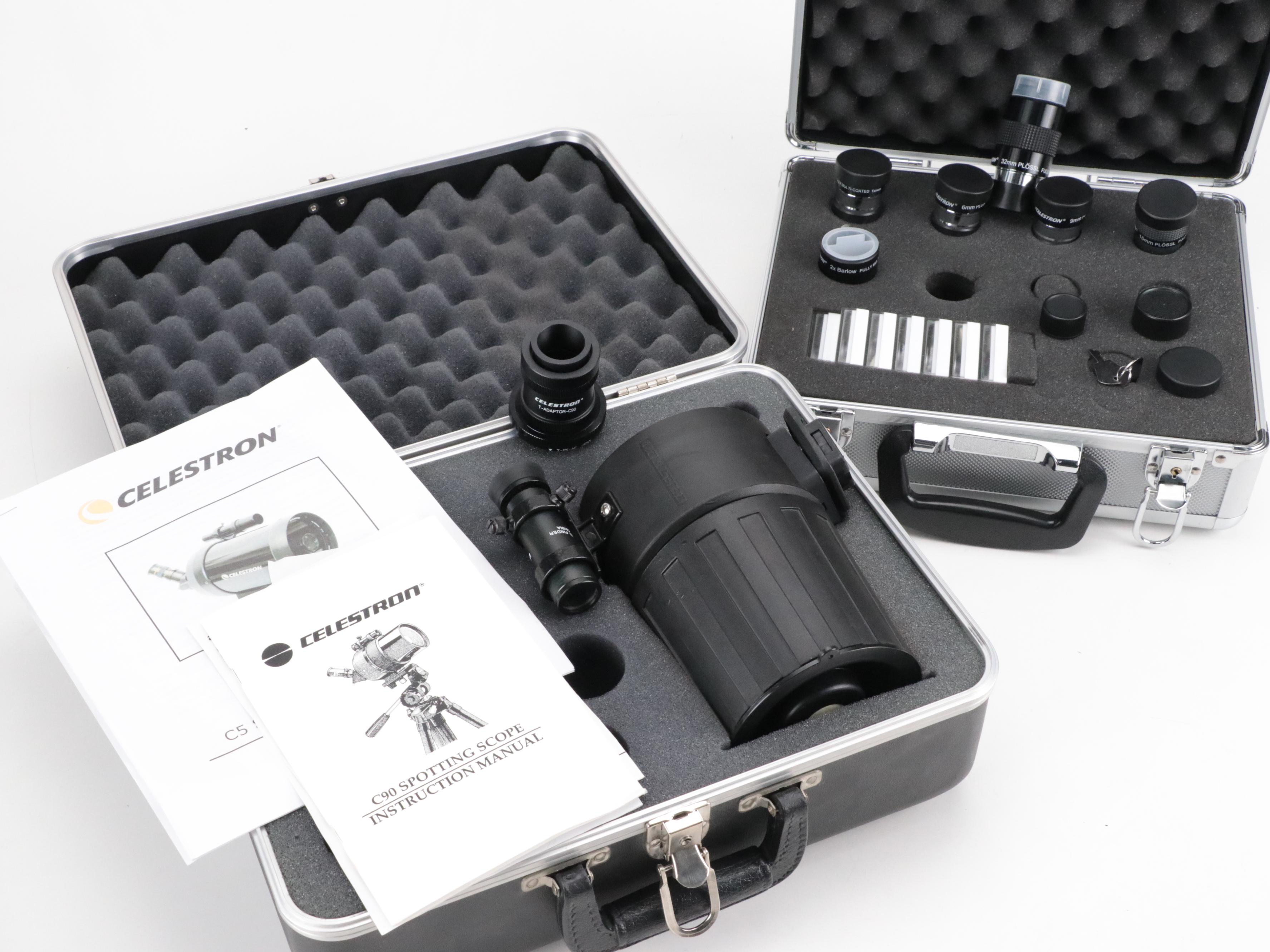 Celestron C90 Spotting Scope with Cases, Metal Tripod and More Accessories