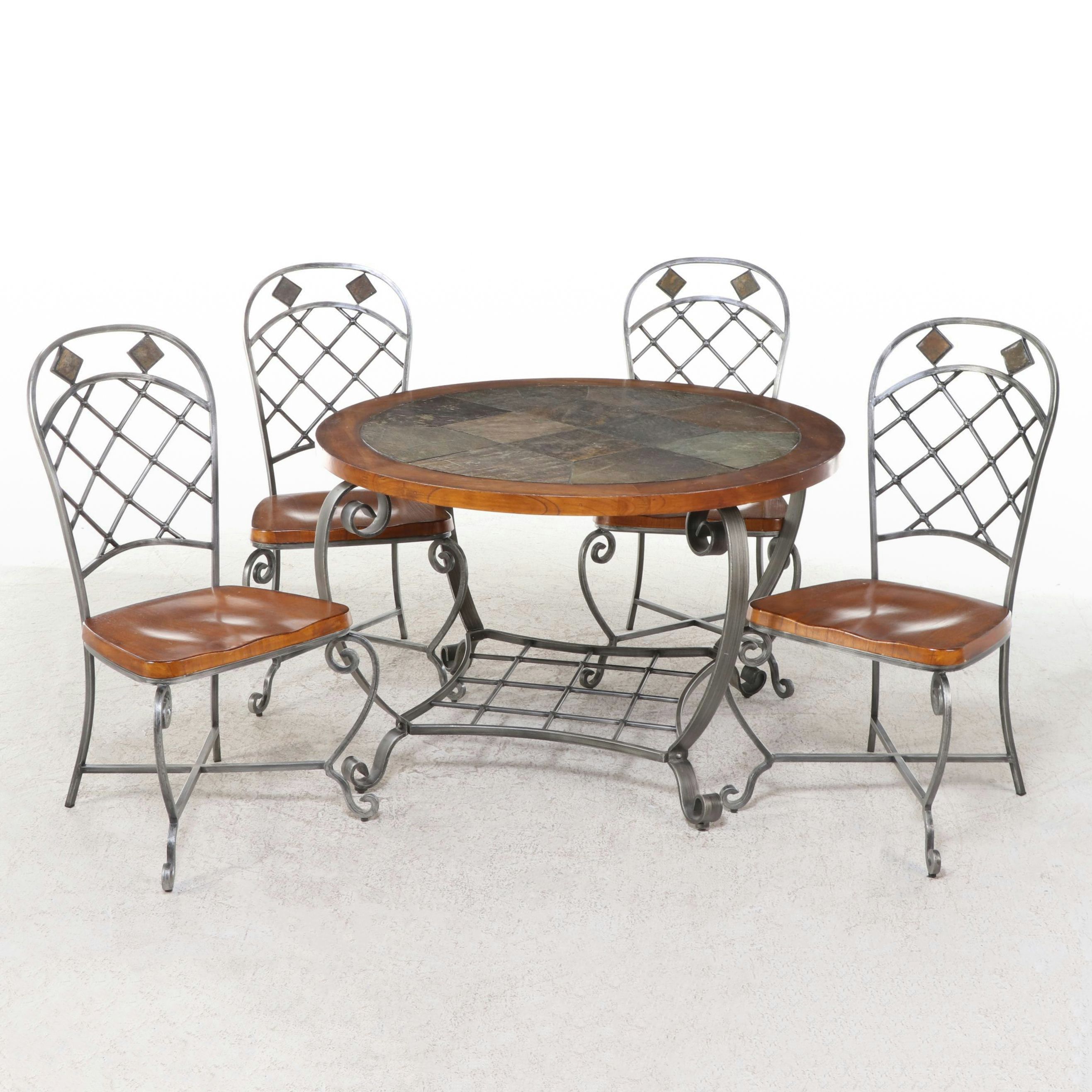 Round Tile Top Dining Table with Chairs, 2005