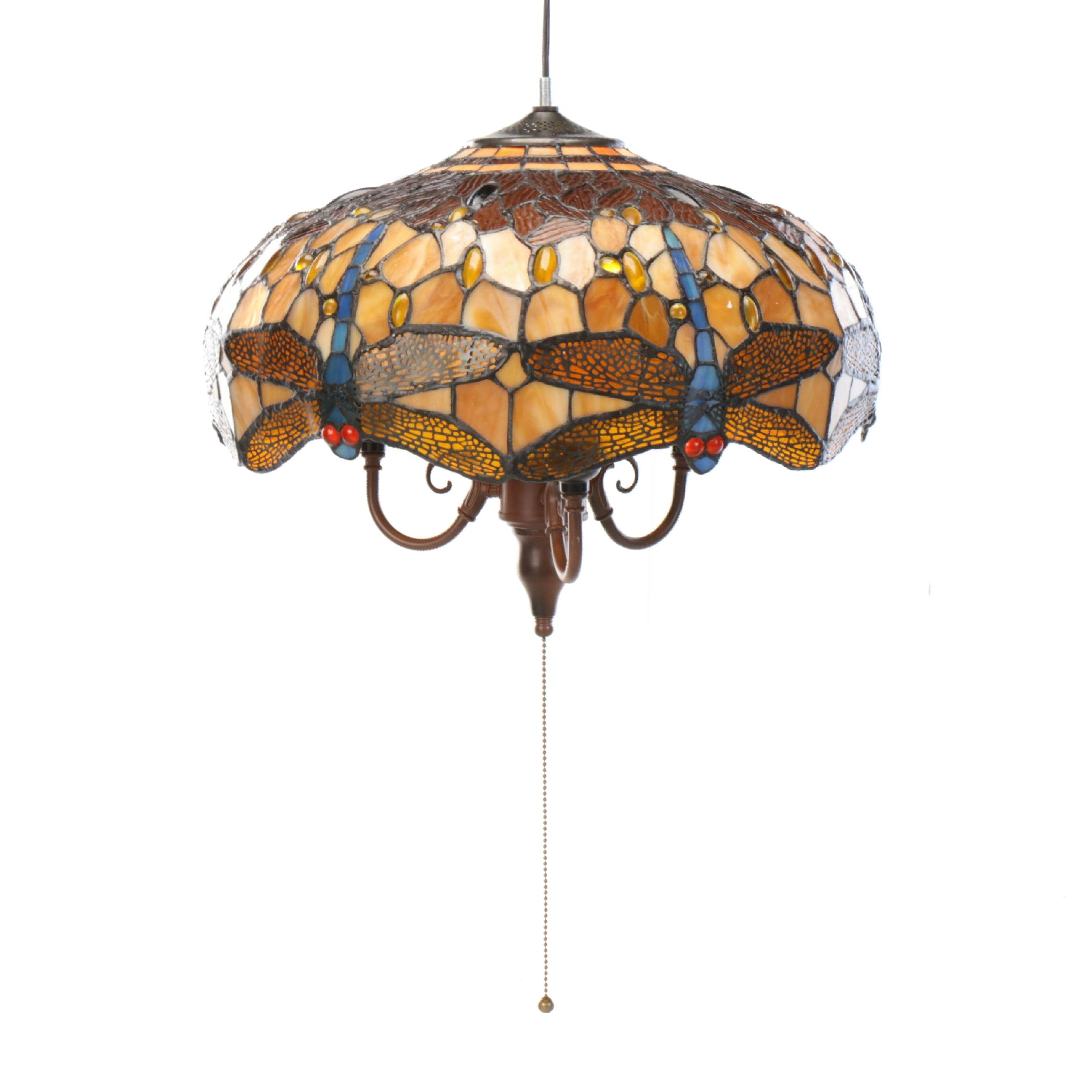 Tiffany Style Leaded Glass Dragonflies Pendant Light