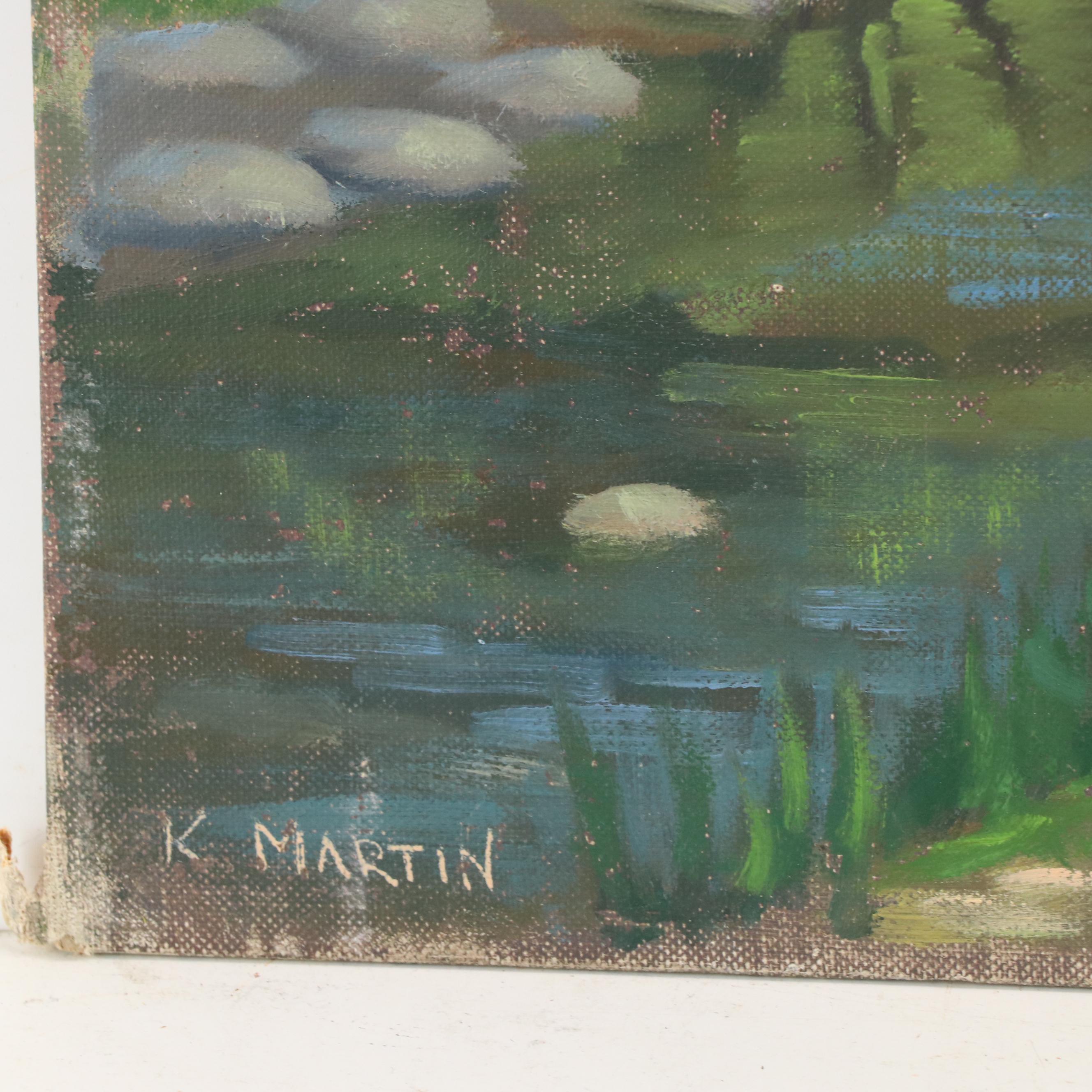 K. Martin Oil Painting of River Landscape