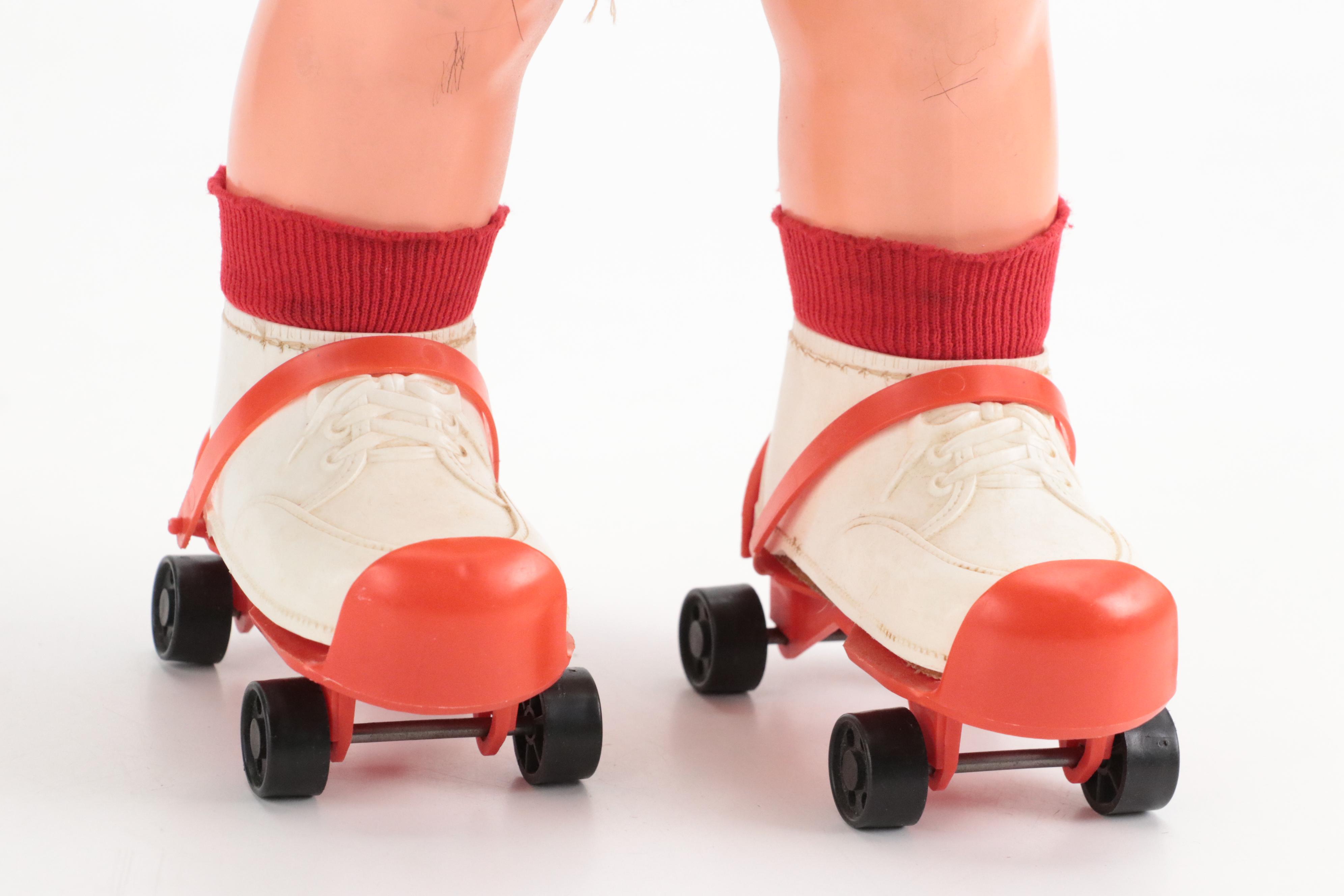 Mattel Doll with Roller Skates (1964) and Black-Haired Doll