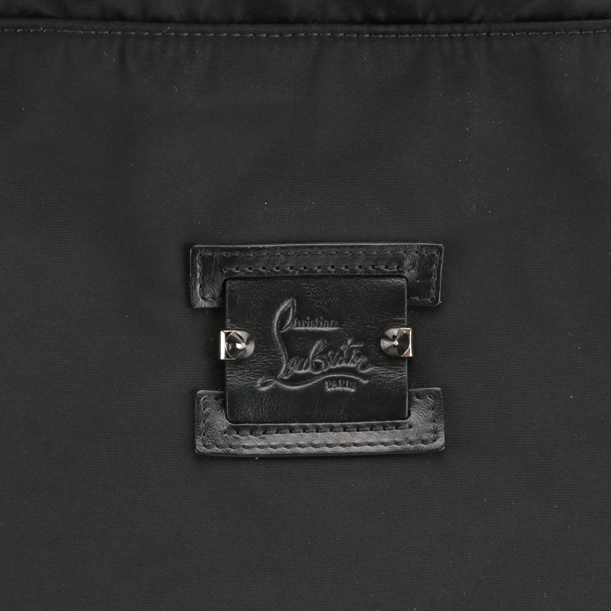 Christian Louboutin Black Nylon Kaloubi Drawstring Rucksack Tote