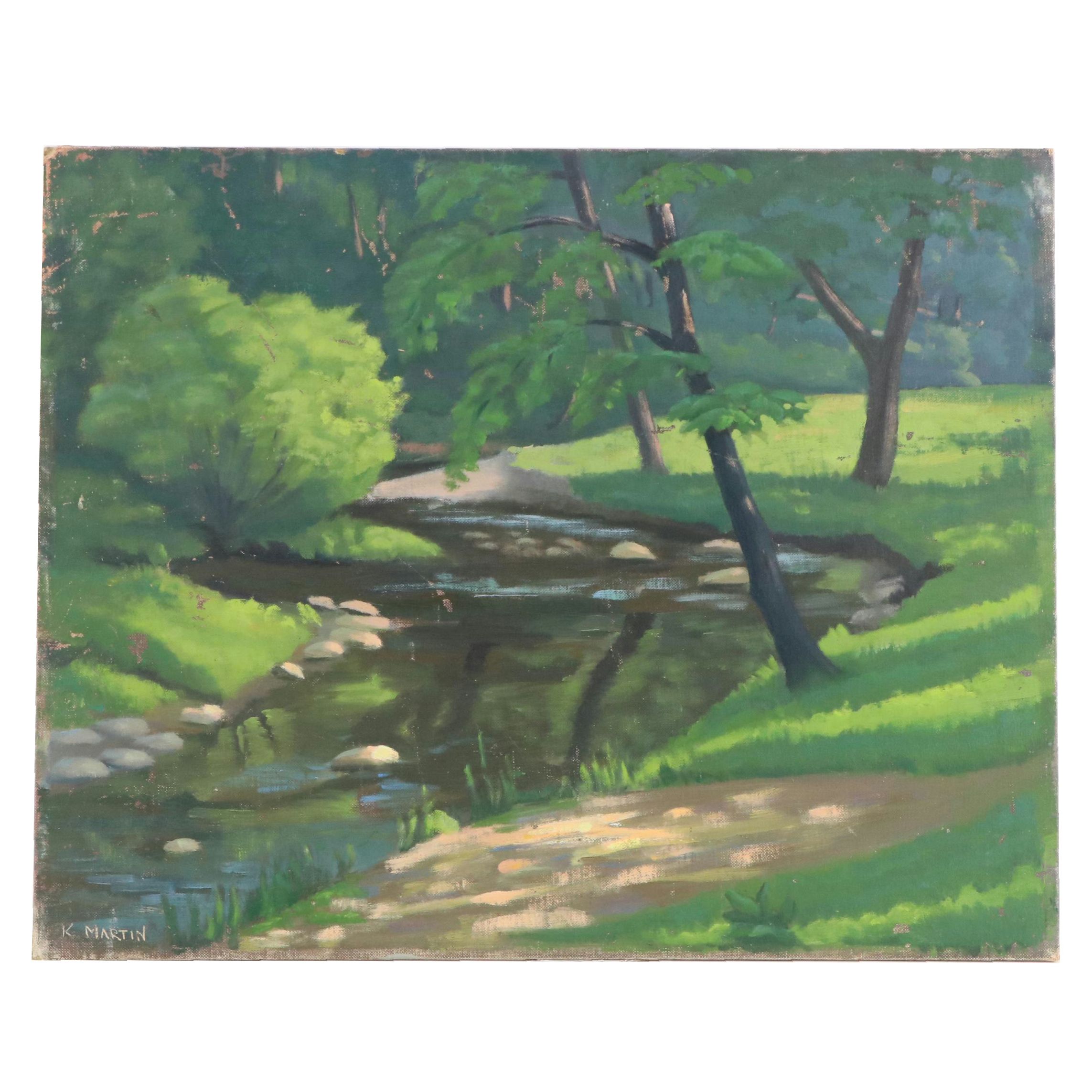 K. Martin Oil Painting of River Landscape