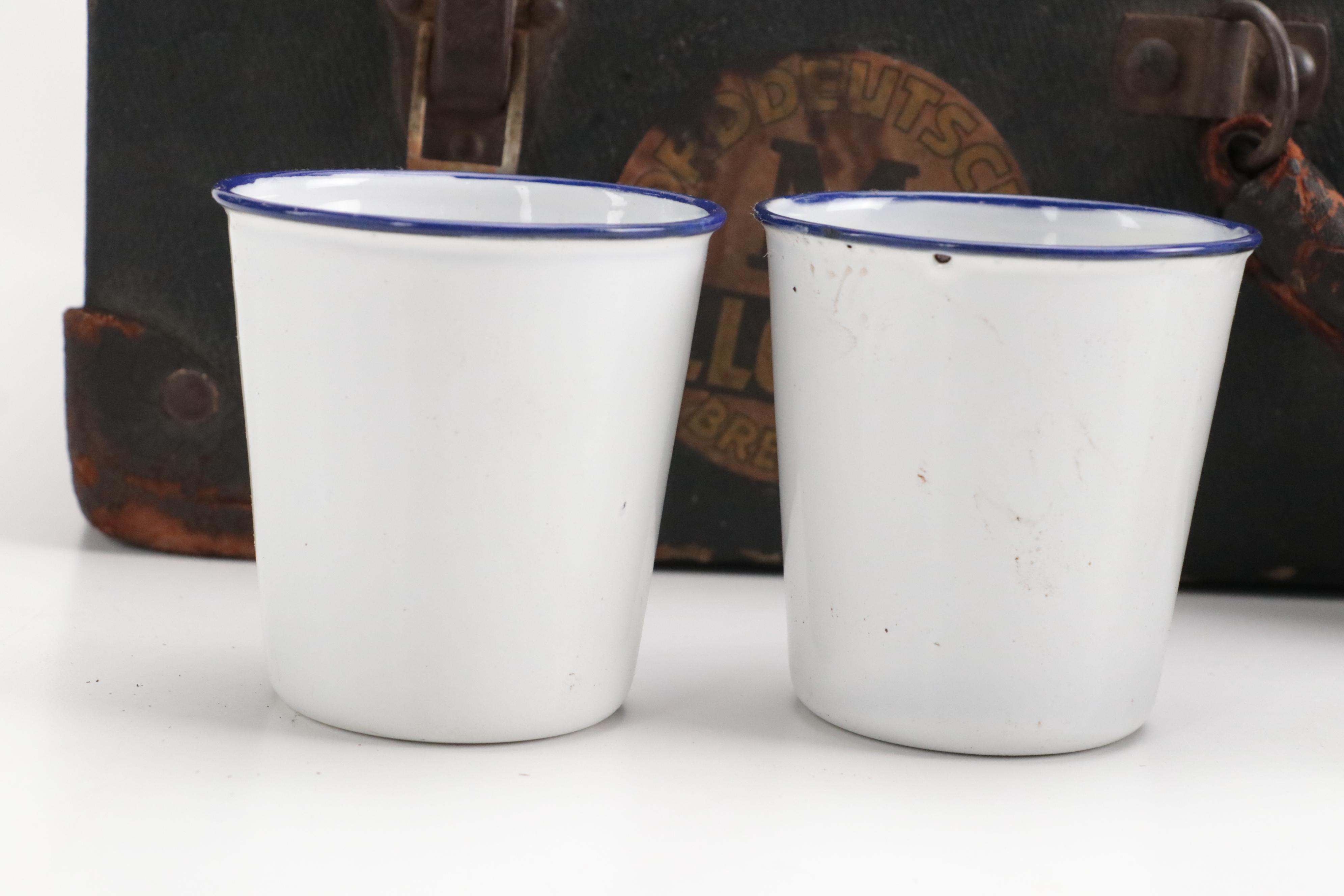 Leather Suitcase Containing Picnic Supplies, Mid-20th Century