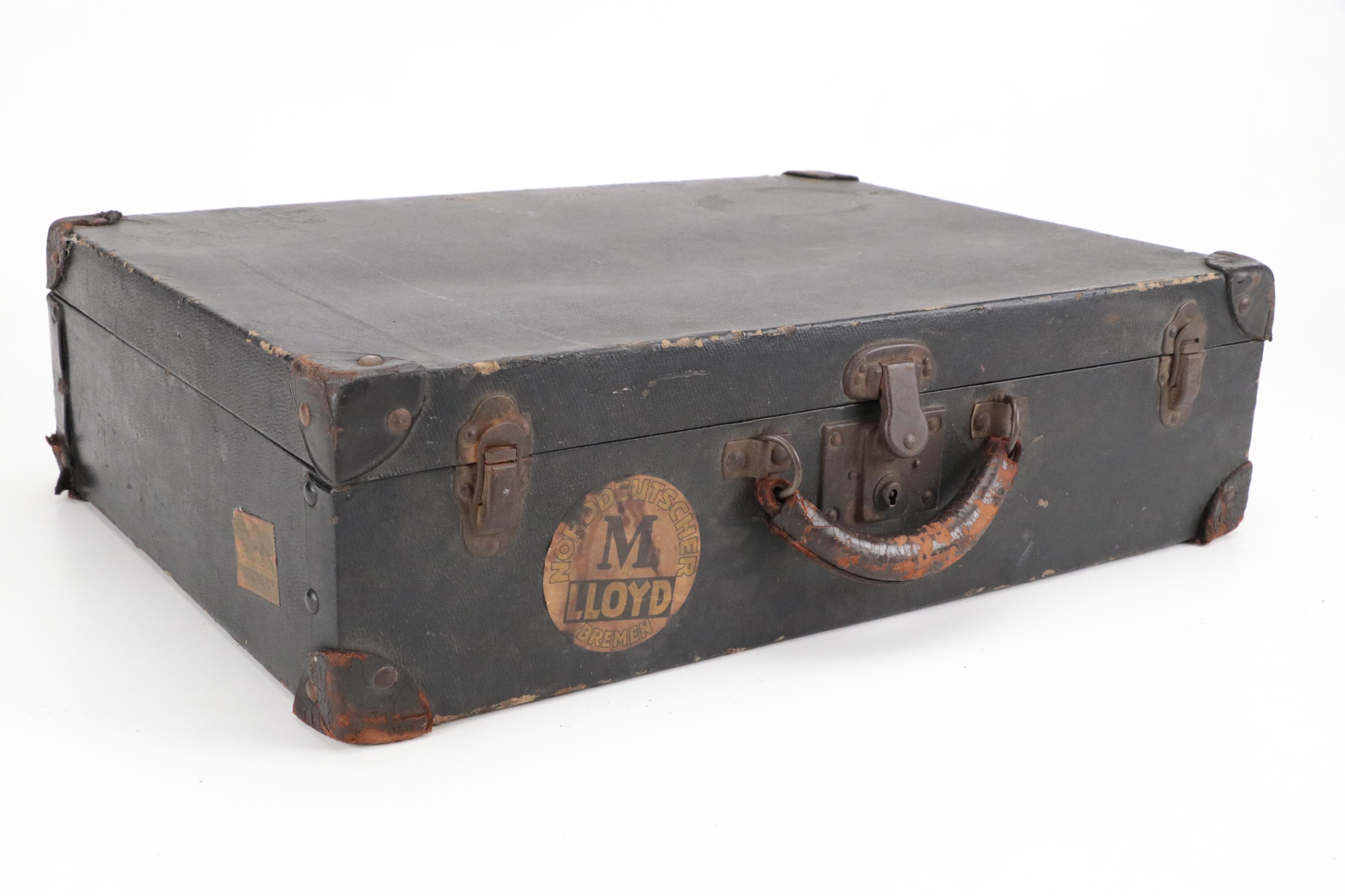 Leather Suitcase Containing Picnic Supplies, Mid-20th Century