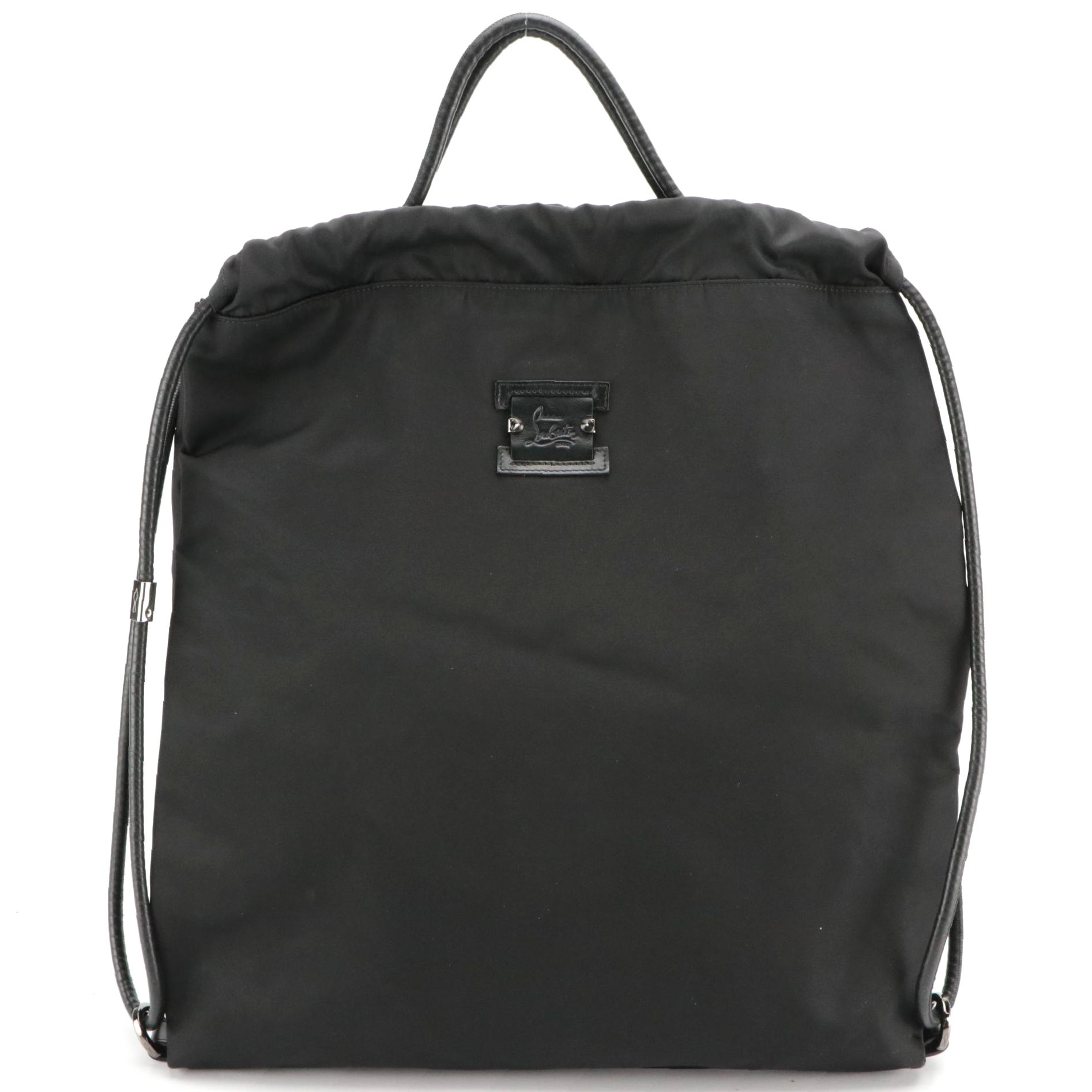 Christian Louboutin Black Nylon Kaloubi Drawstring Rucksack Tote