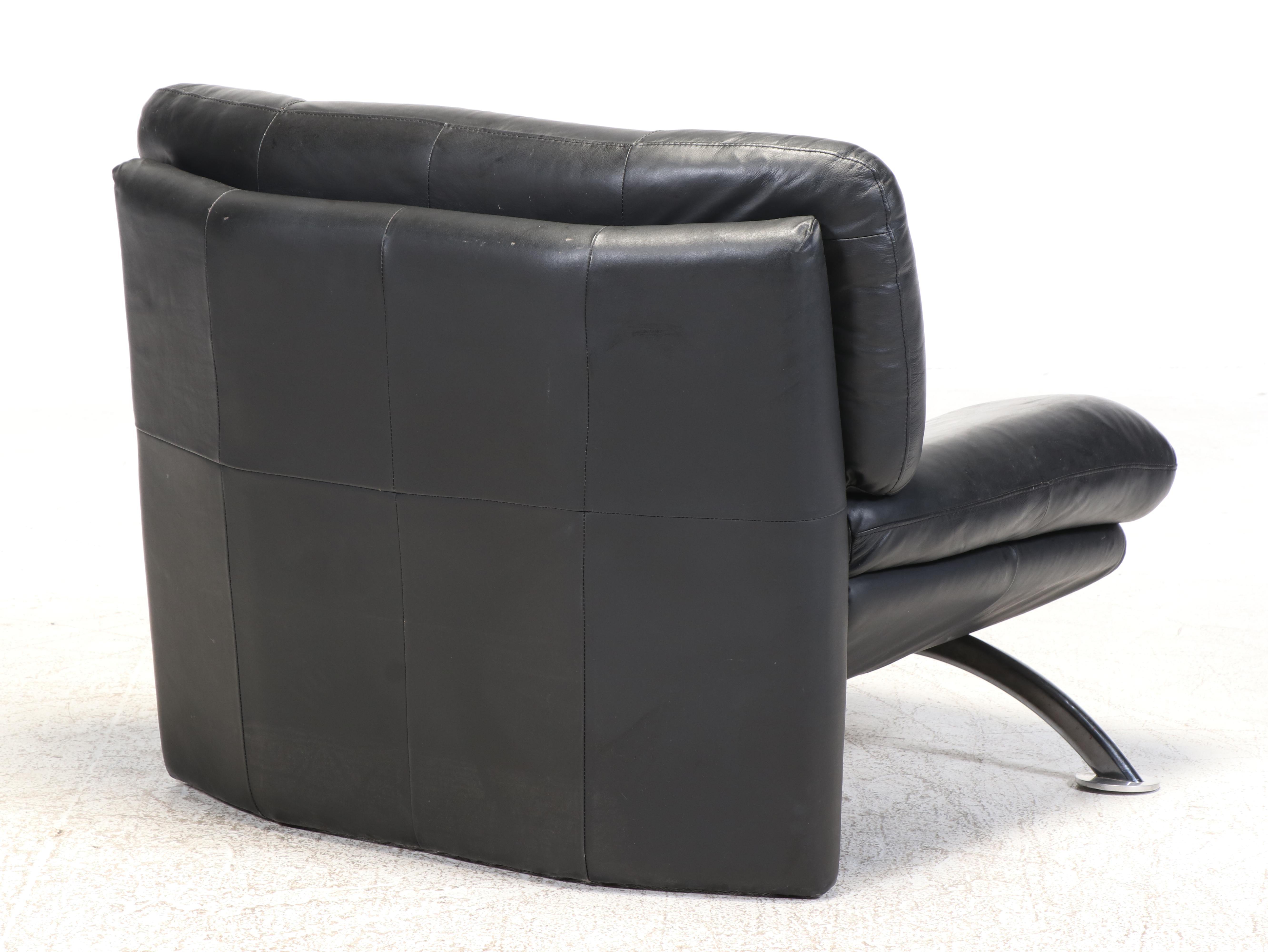 Klauss Italia Postmodern Leather Lounge Chair and Ottoman