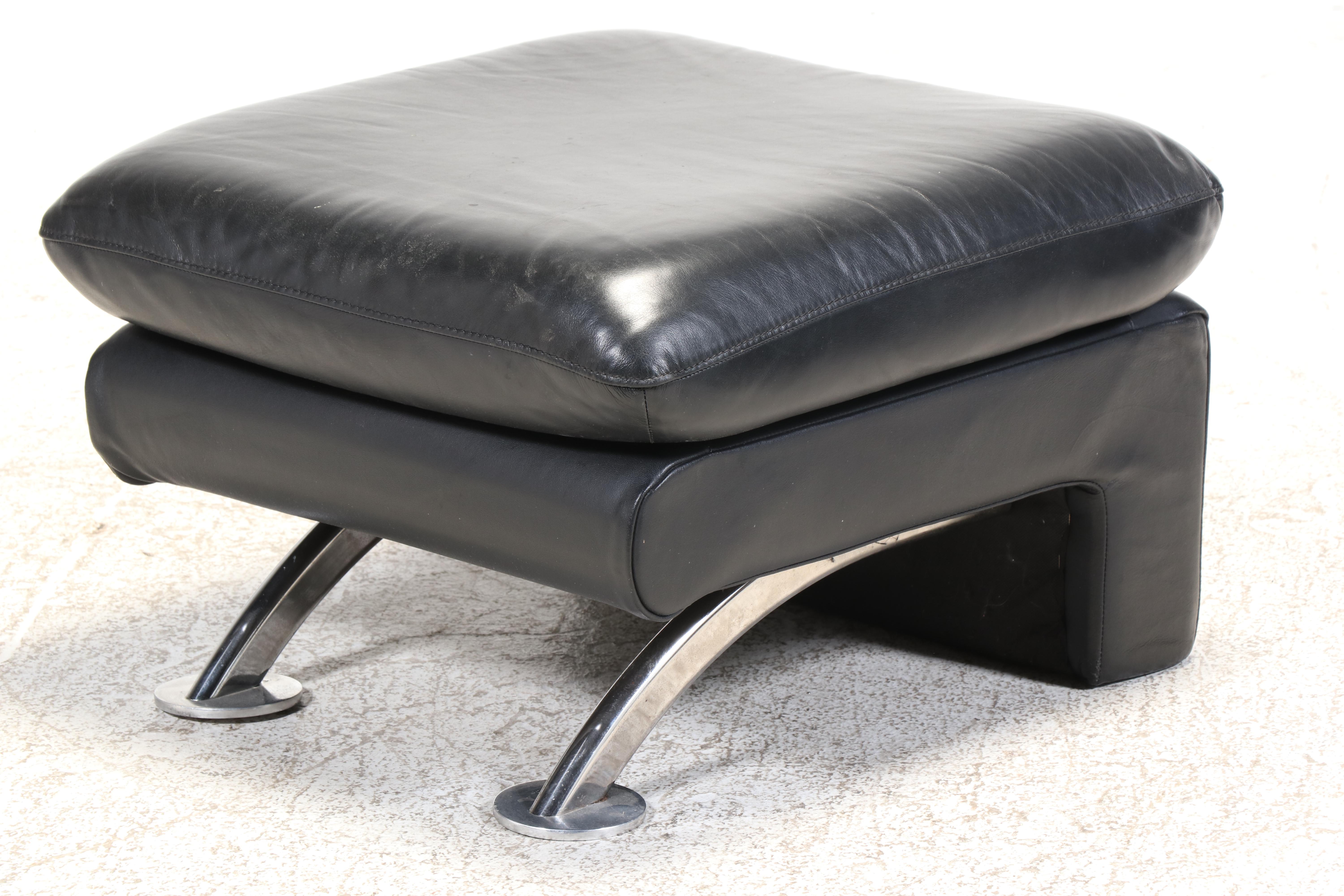 Klauss Italia Postmodern Leather Lounge Chair and Ottoman