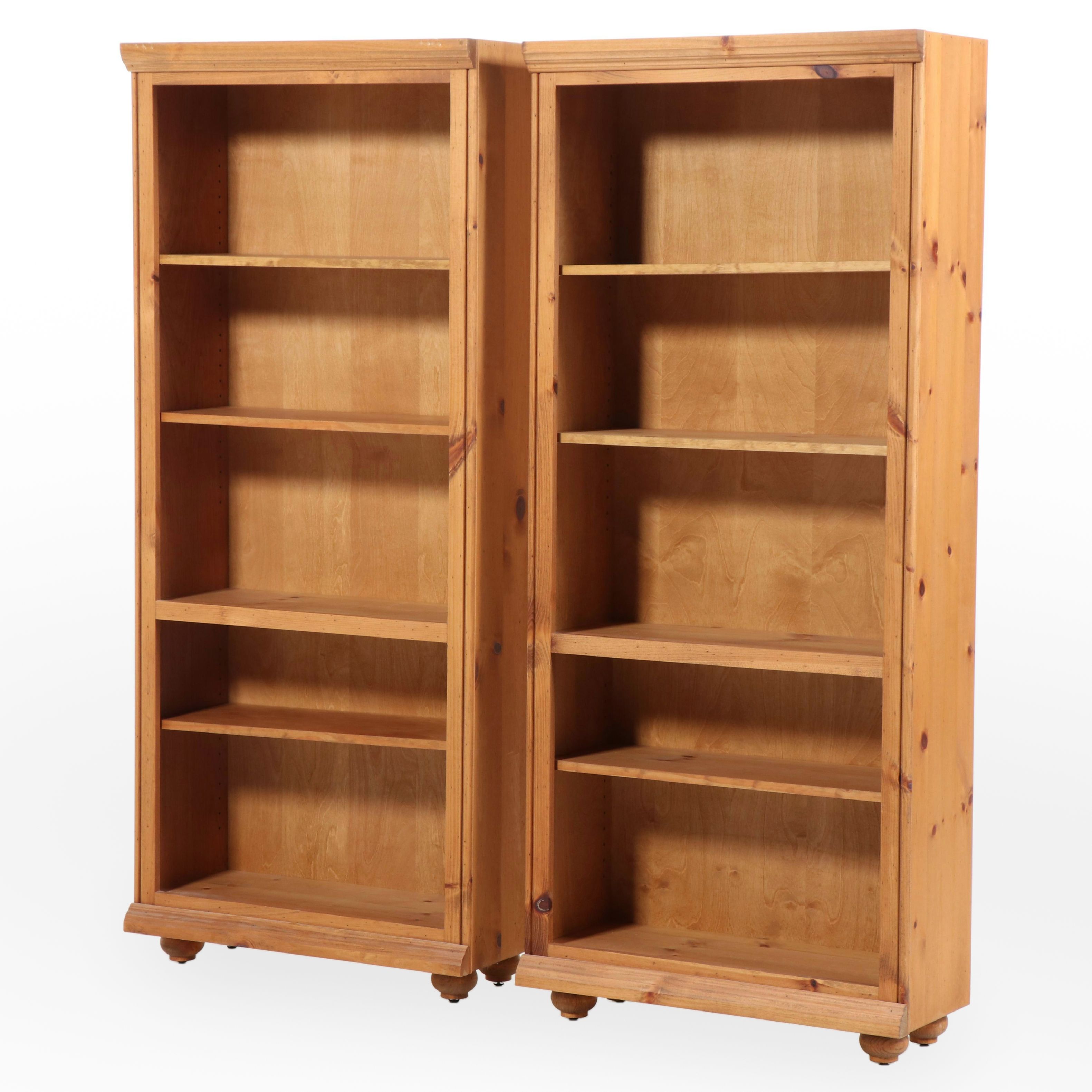 Pair of Spanish Colonial Style Pine Open Bookcases