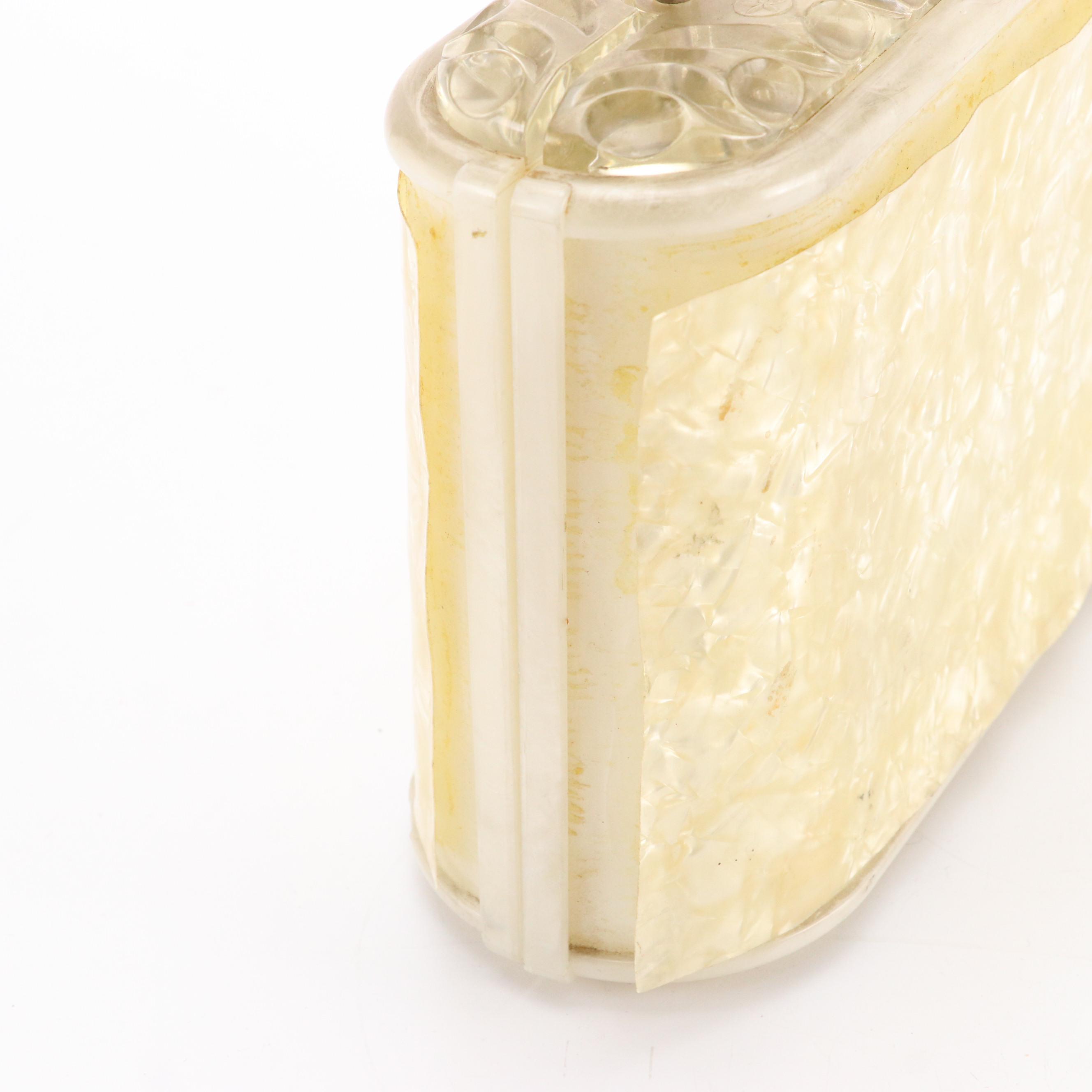 Acrylic Box Purses with Carved Celluloid Lids/Handles, Mid-20th Century