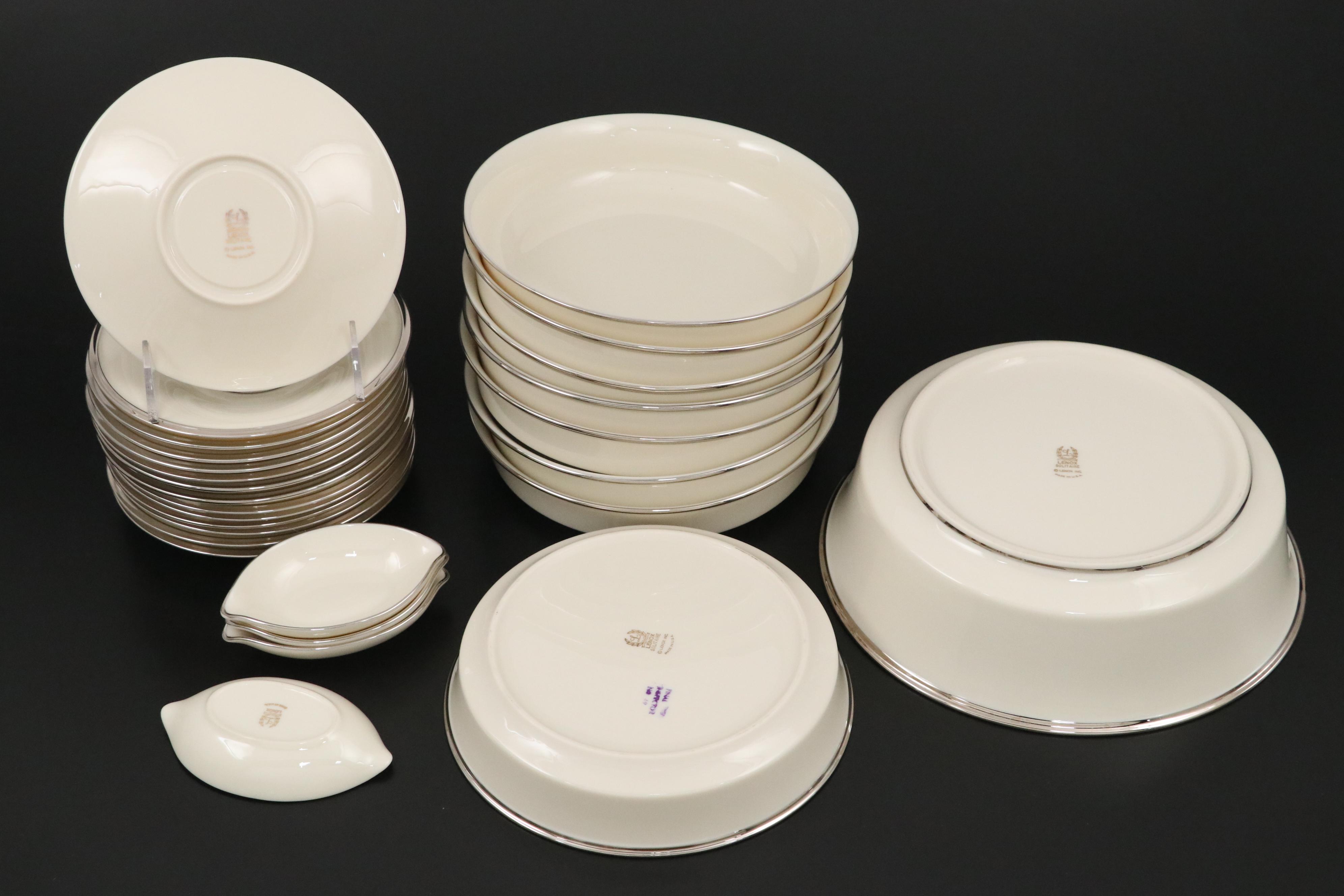Lenox "Solitaire" Porcelain Dinner Plates, Saucers and More