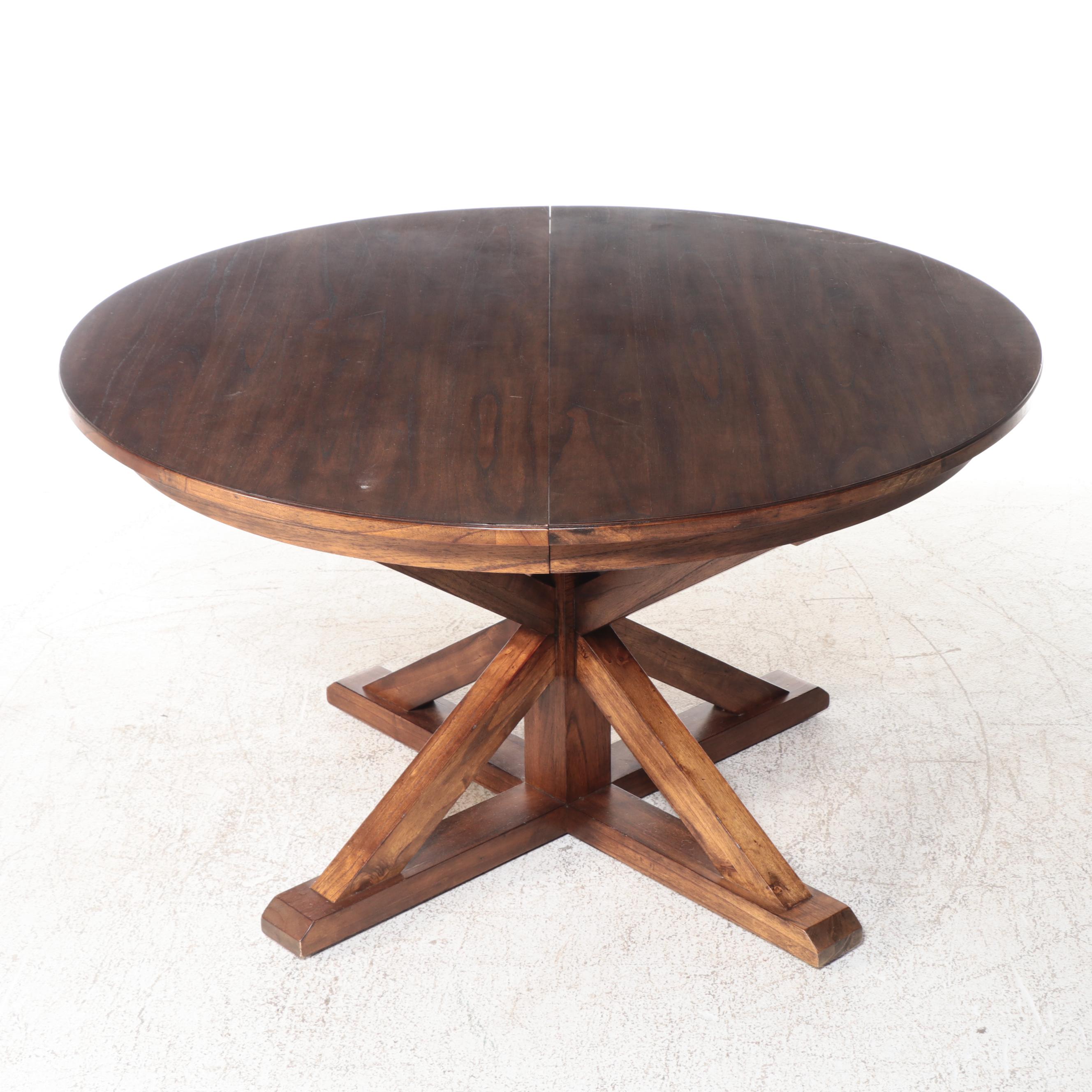 Ethan Allen "Gilcrest" Round Dining Table with Custom Upholstered Dining Chairs