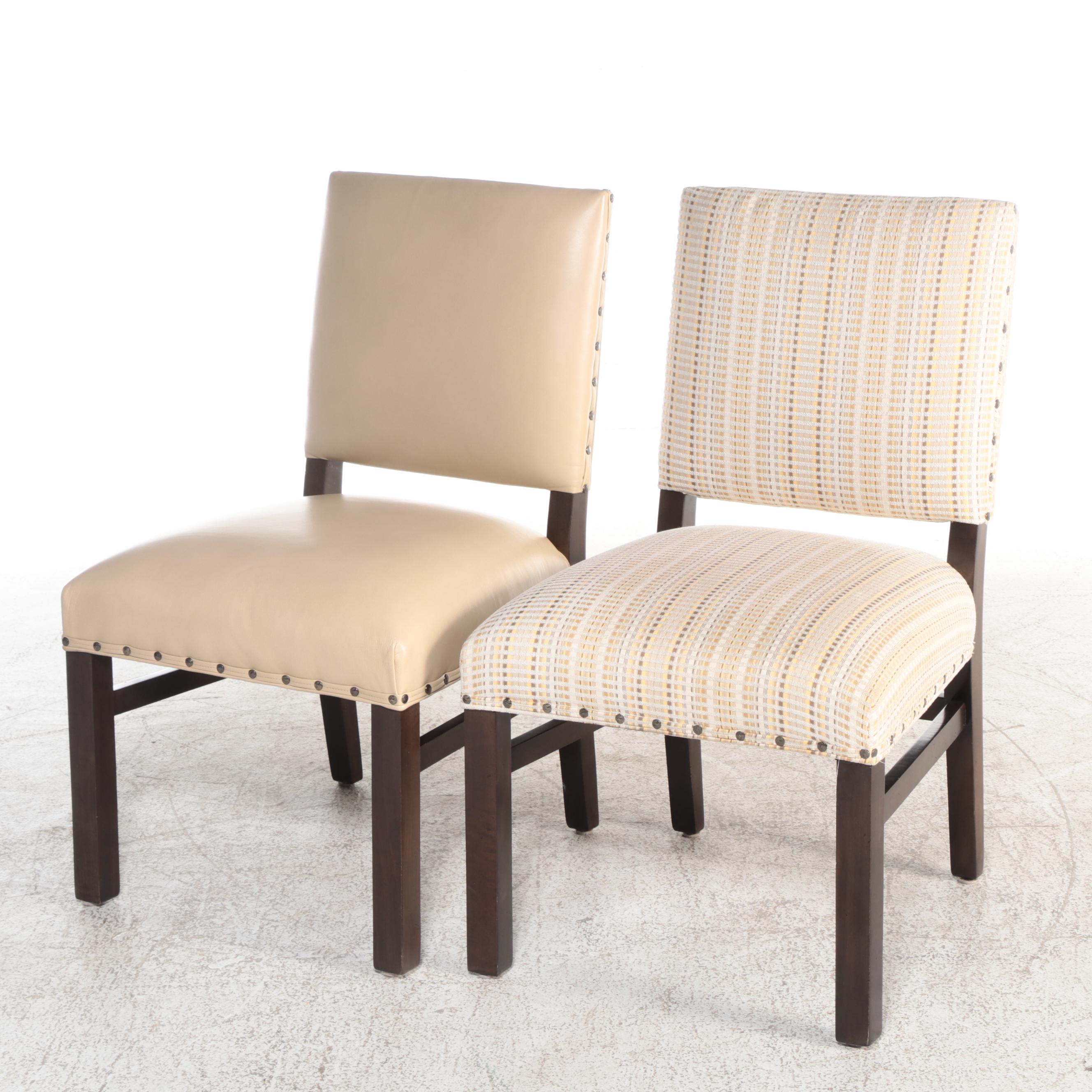 Ethan Allen "Gilcrest" Round Dining Table with Custom Upholstered Dining Chairs