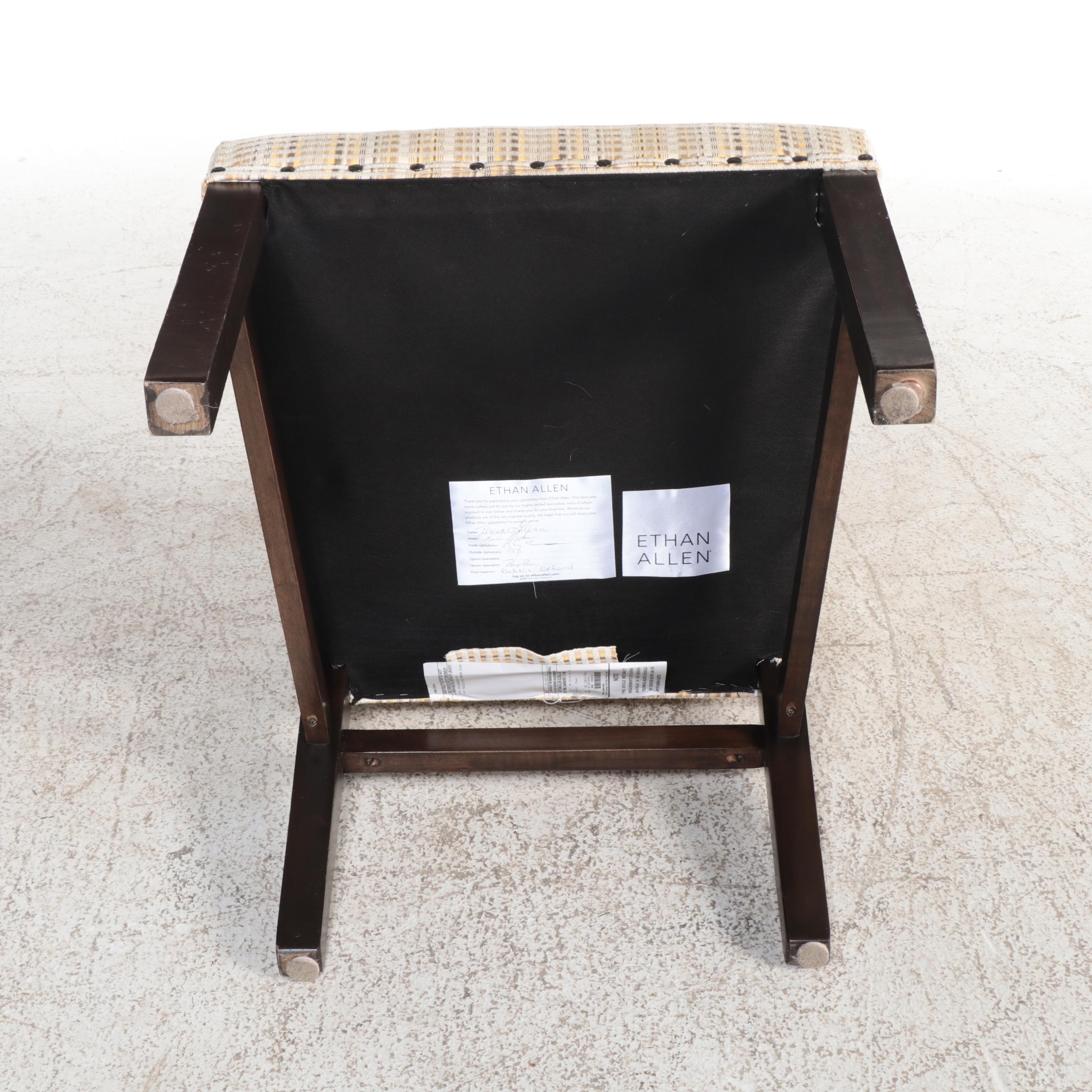 Ethan Allen "Gilcrest" Round Dining Table with Custom Upholstered Dining Chairs