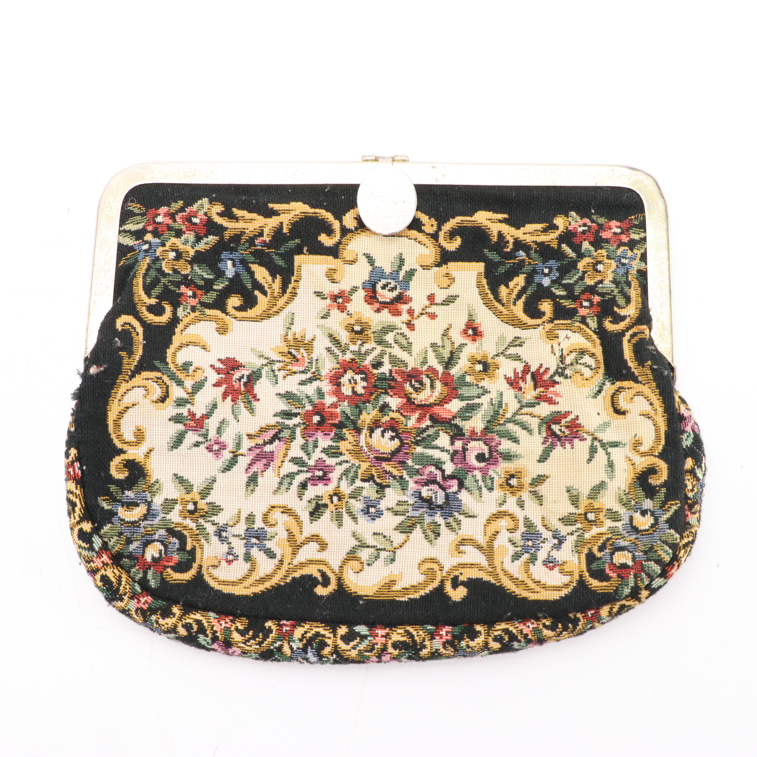 Pappagallo Top Handle Bag, Gate Top Purse, Petit Point, and Velveteen Bags