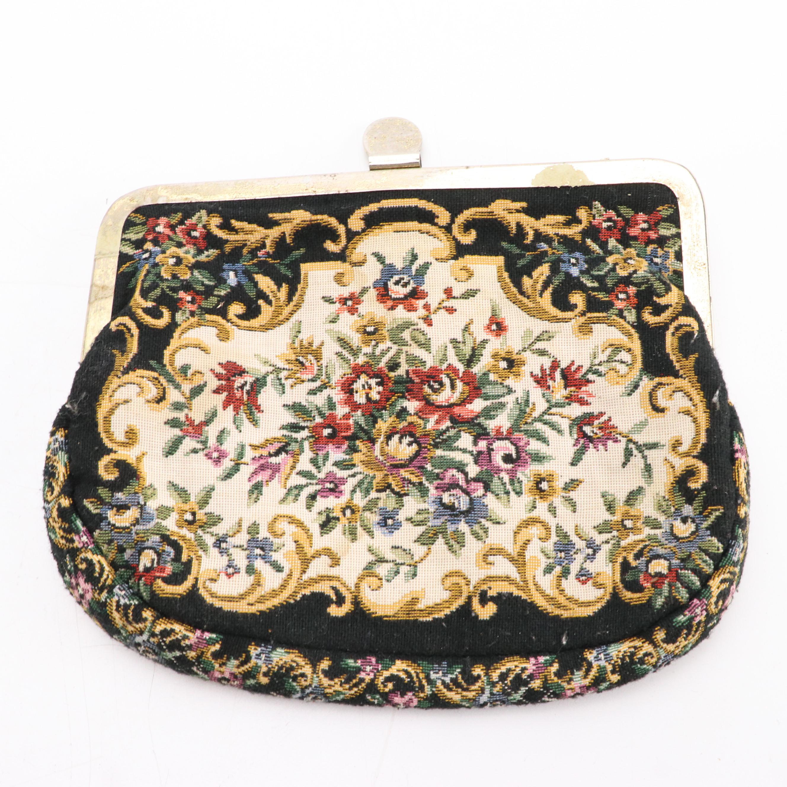 Pappagallo Top Handle Bag, Gate Top Purse, Petit Point, and Velveteen Bags