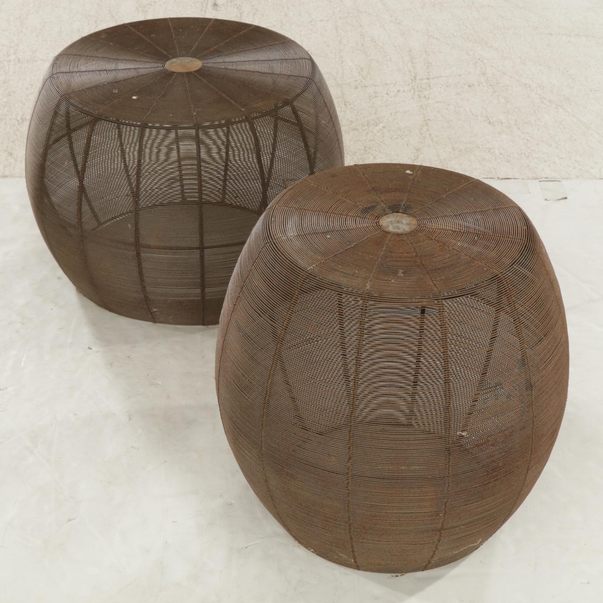 Wire Mesh Patio Table and Ottoman