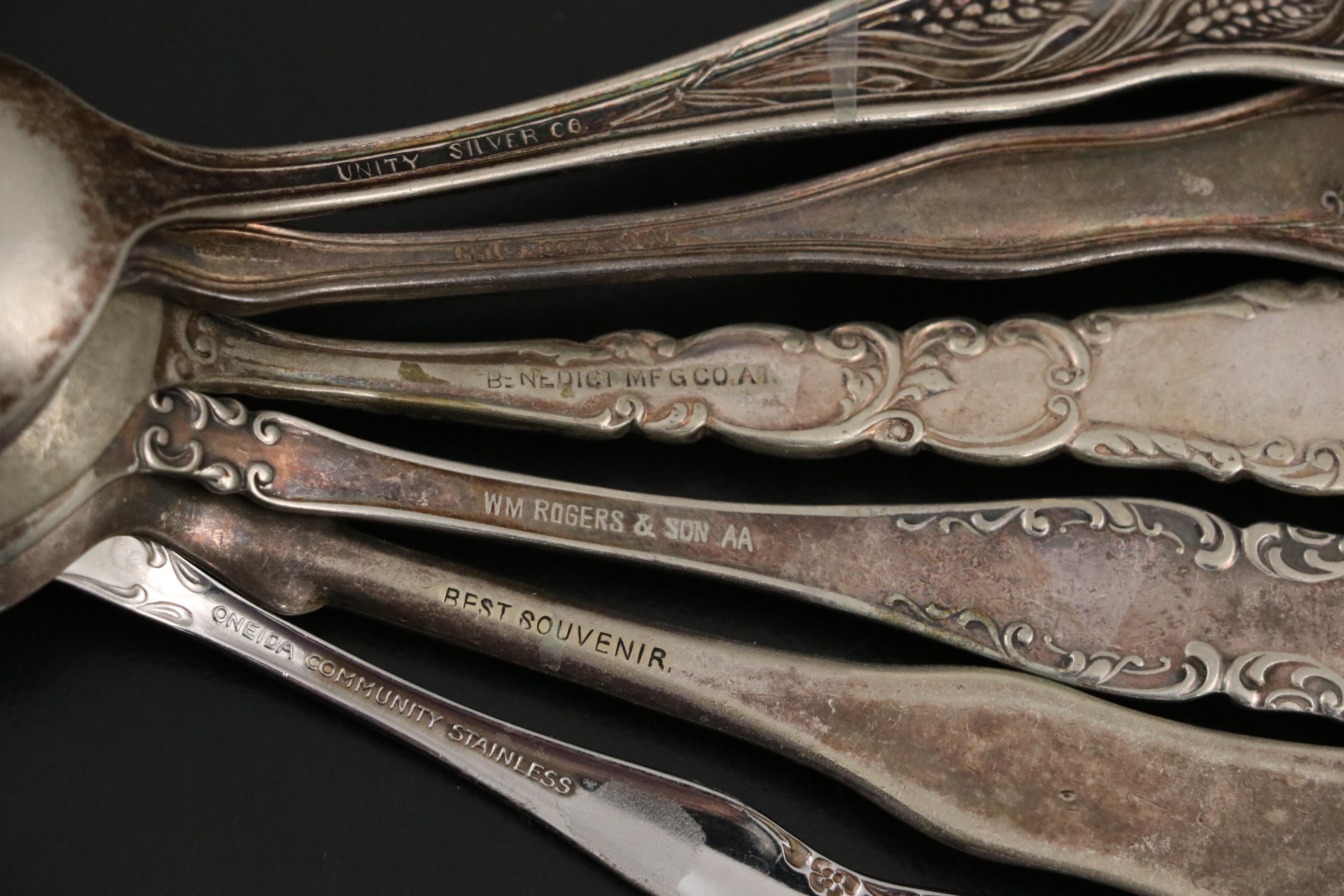 Wm. Rogers and Other Silver Plate Flatware with Display Case