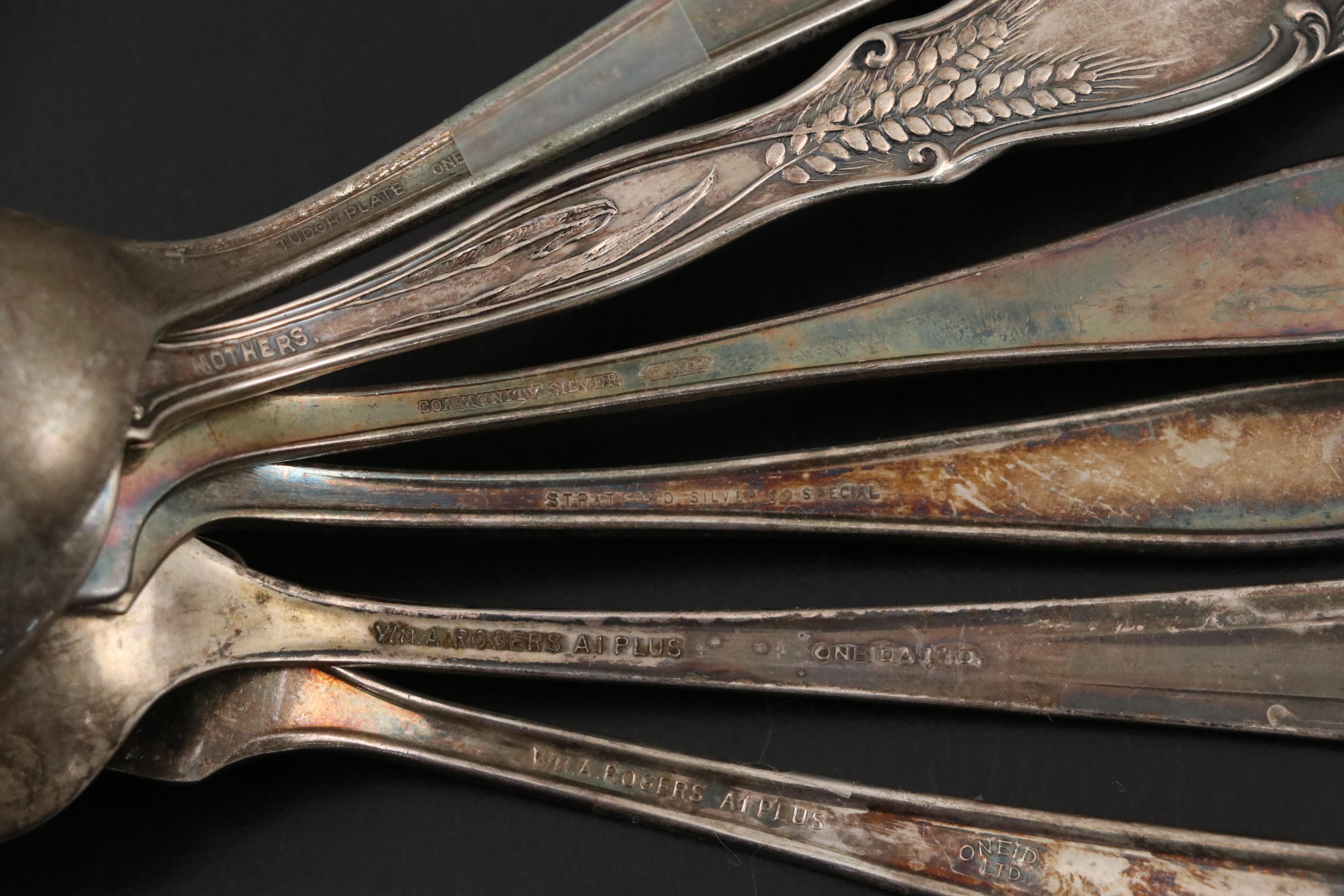 Wm. Rogers and Other Silver Plate Flatware with Display Case