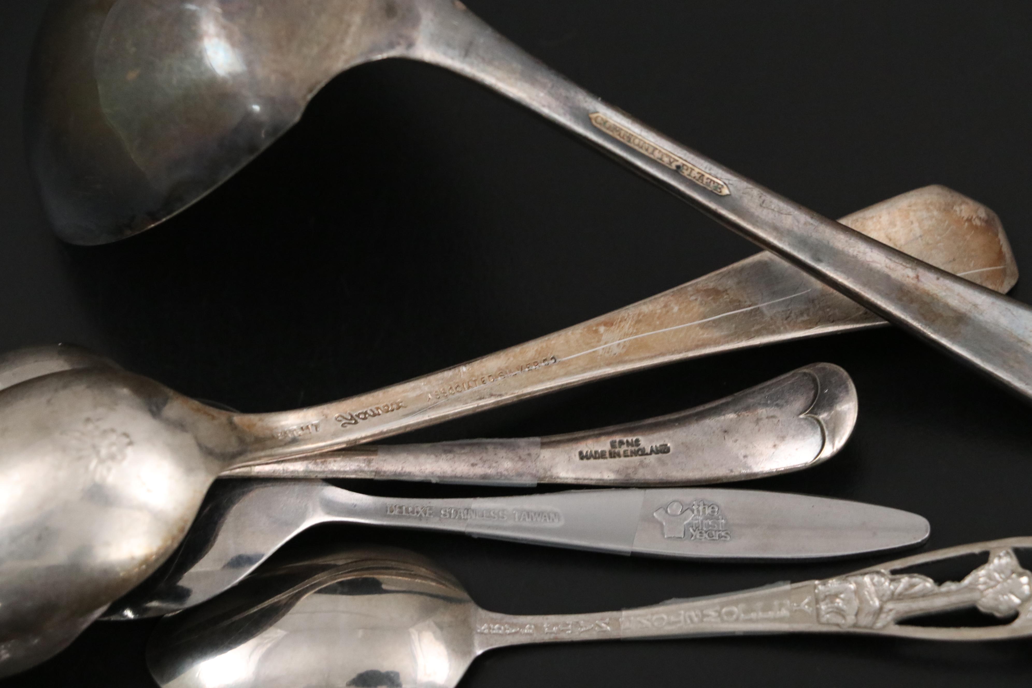 Wm. Rogers and Other Silver Plate Flatware with Display Case
