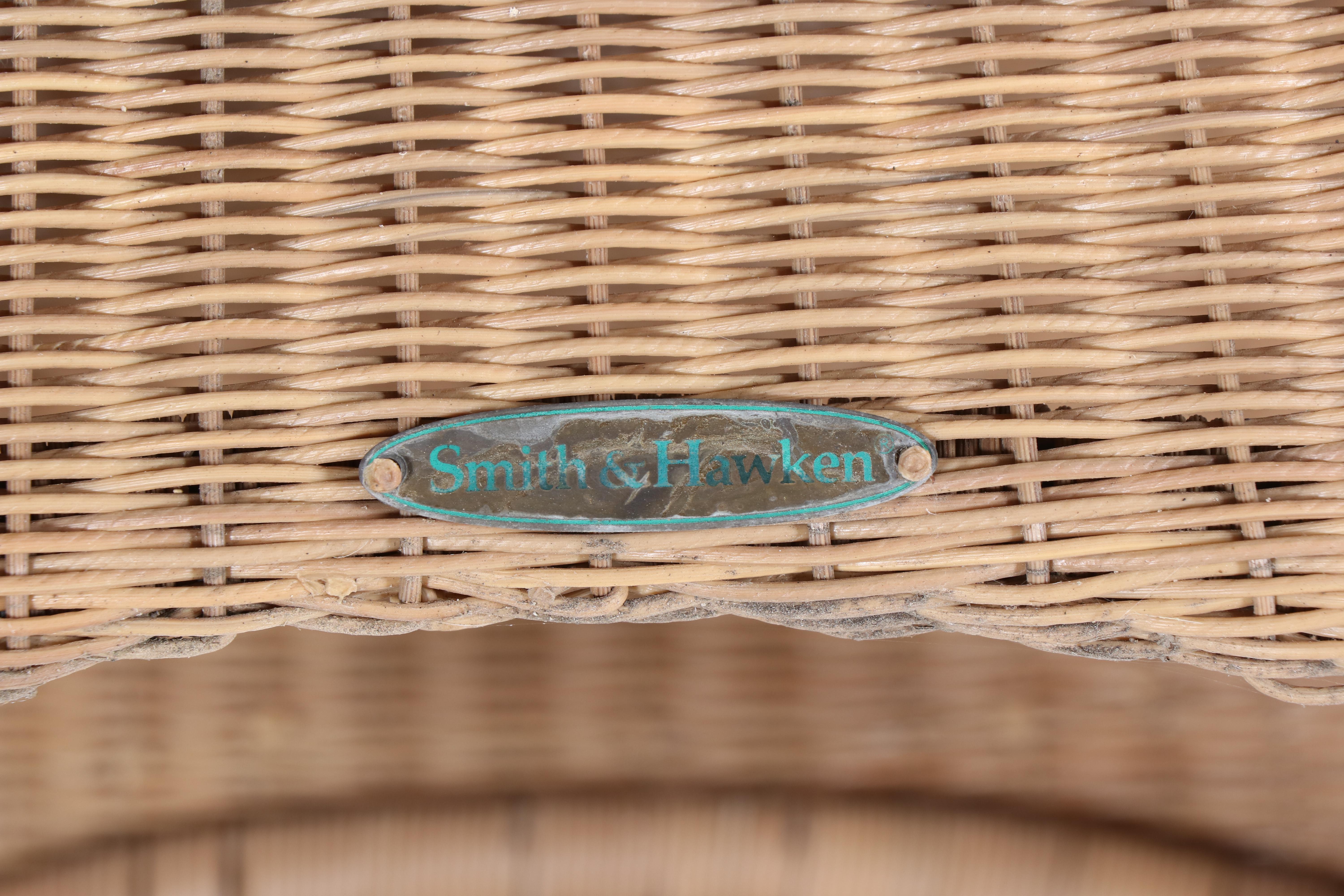 Wicker and Slatted Teak Patio Dining Table with Umbrella, Incl. Smith & Hawken