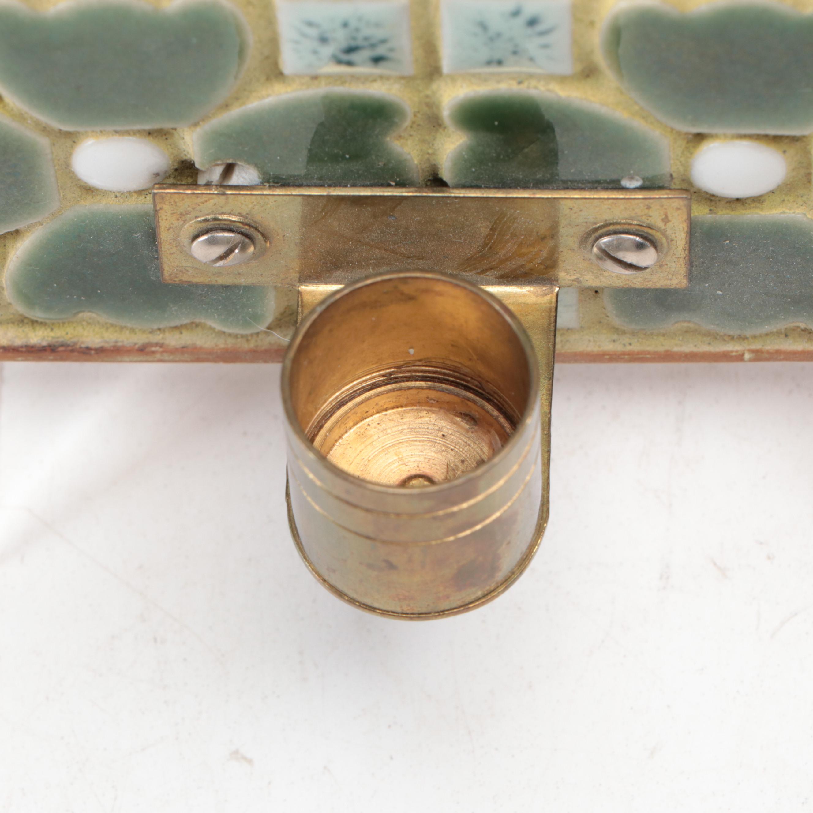 Danish Modern Tile Wall Hanging Candle Sconces, Mid to Late 20th Century