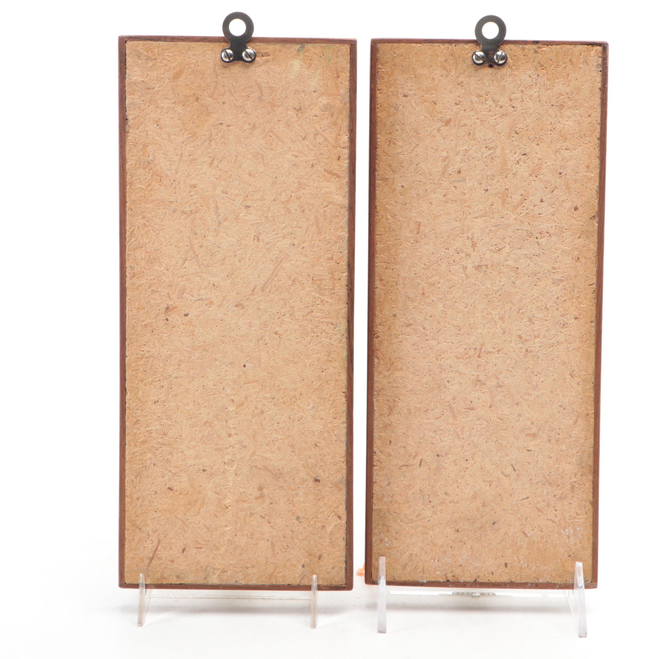 Danish Modern Tile Wall Hanging Candle Sconces, Mid to Late 20th Century