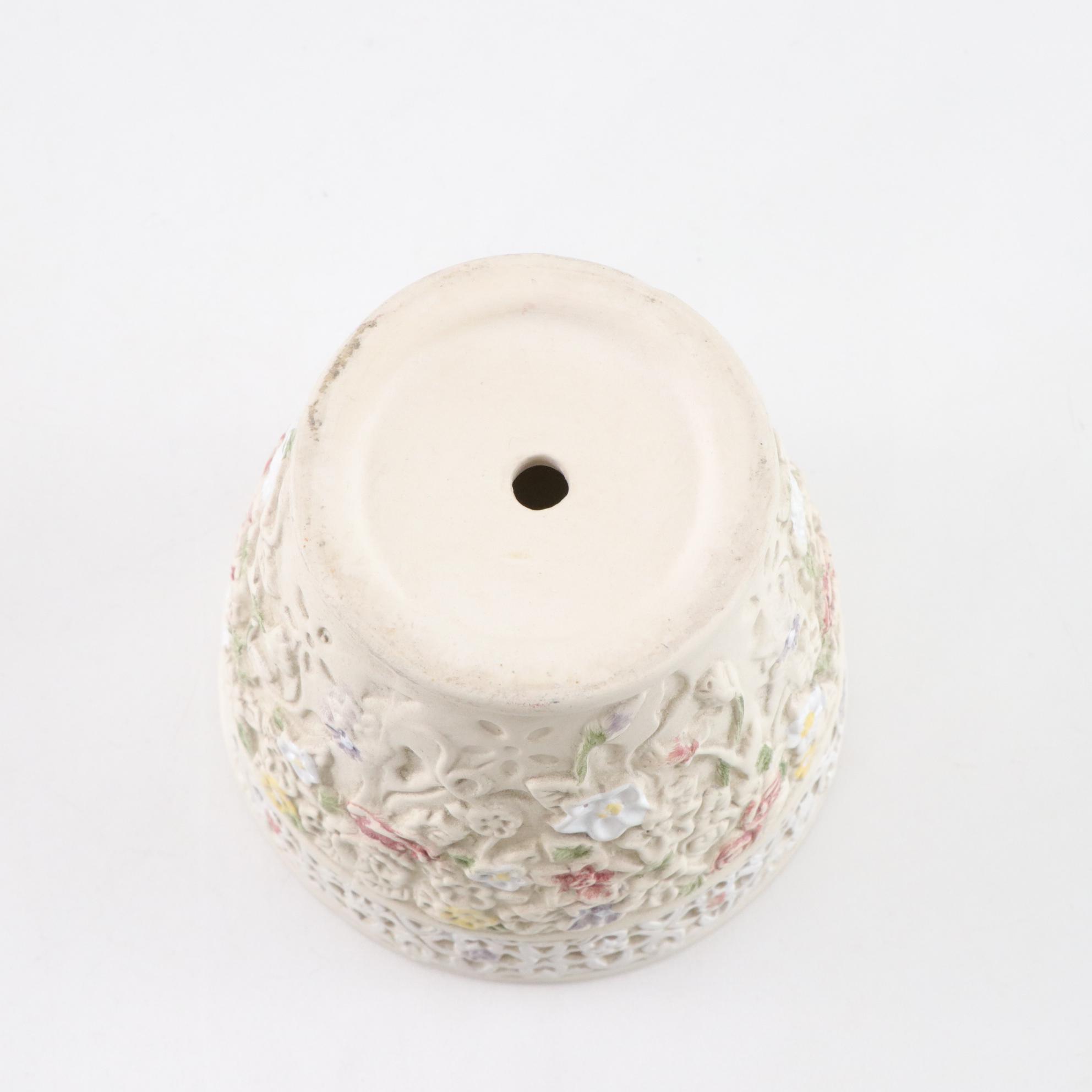 Hand-Painted Blue Bird Dish, Floral Planter & Yellow Lily Sculpture