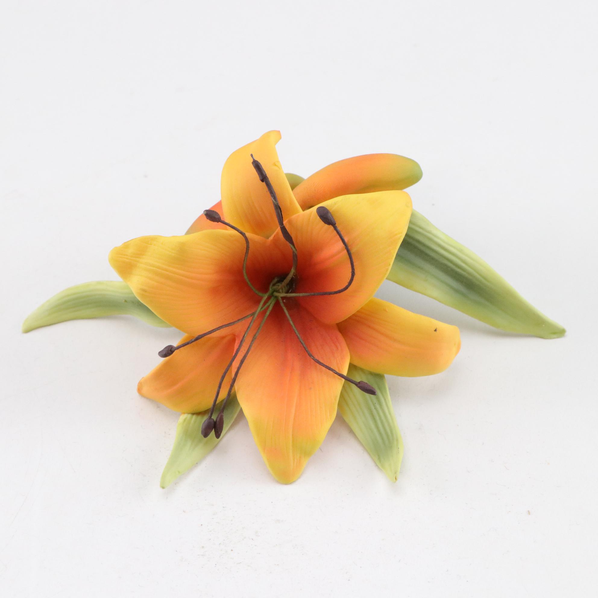 Hand-Painted Blue Bird Dish, Floral Planter & Yellow Lily Sculpture