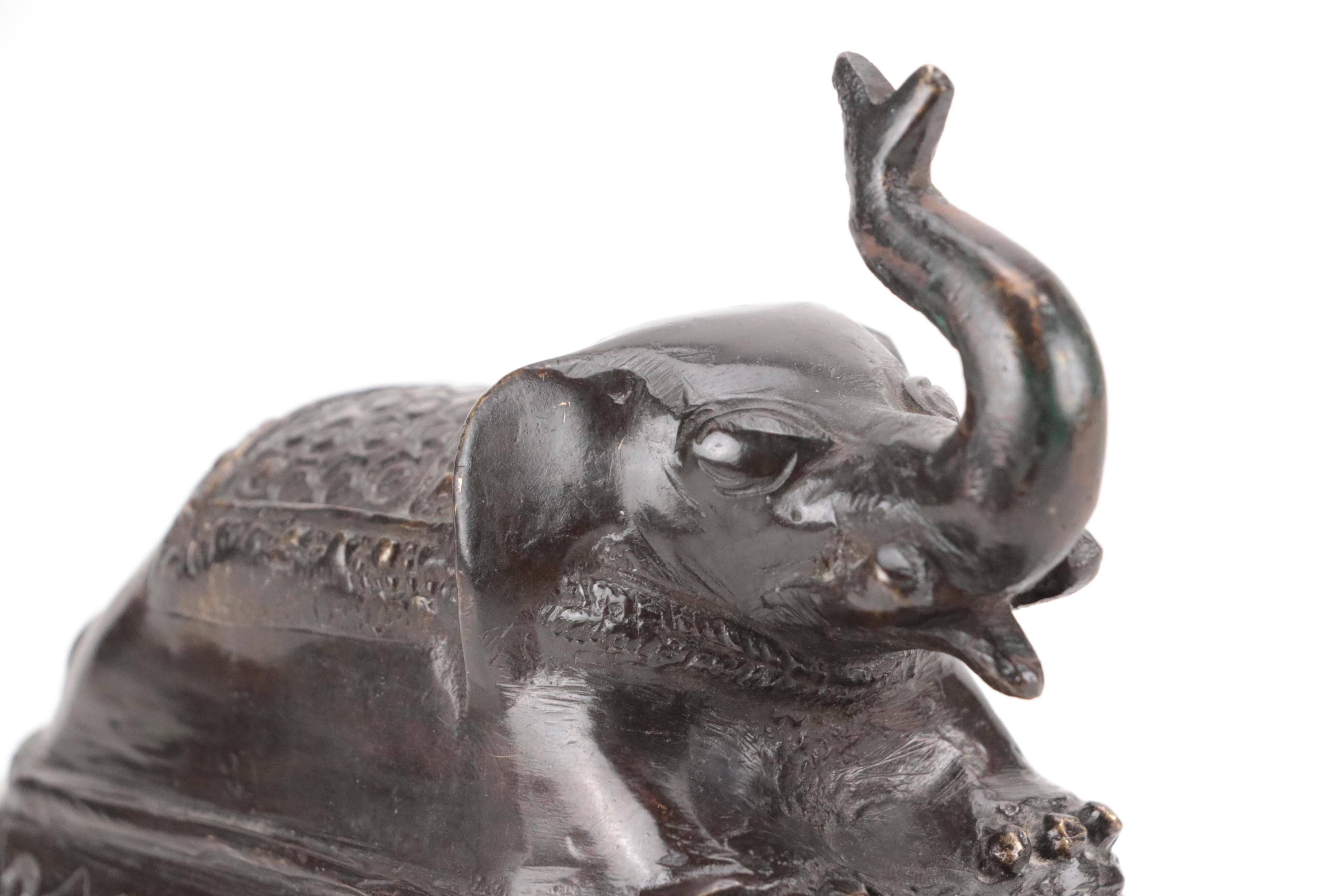 Elephant Motif Bronze Finish Metal Censer
