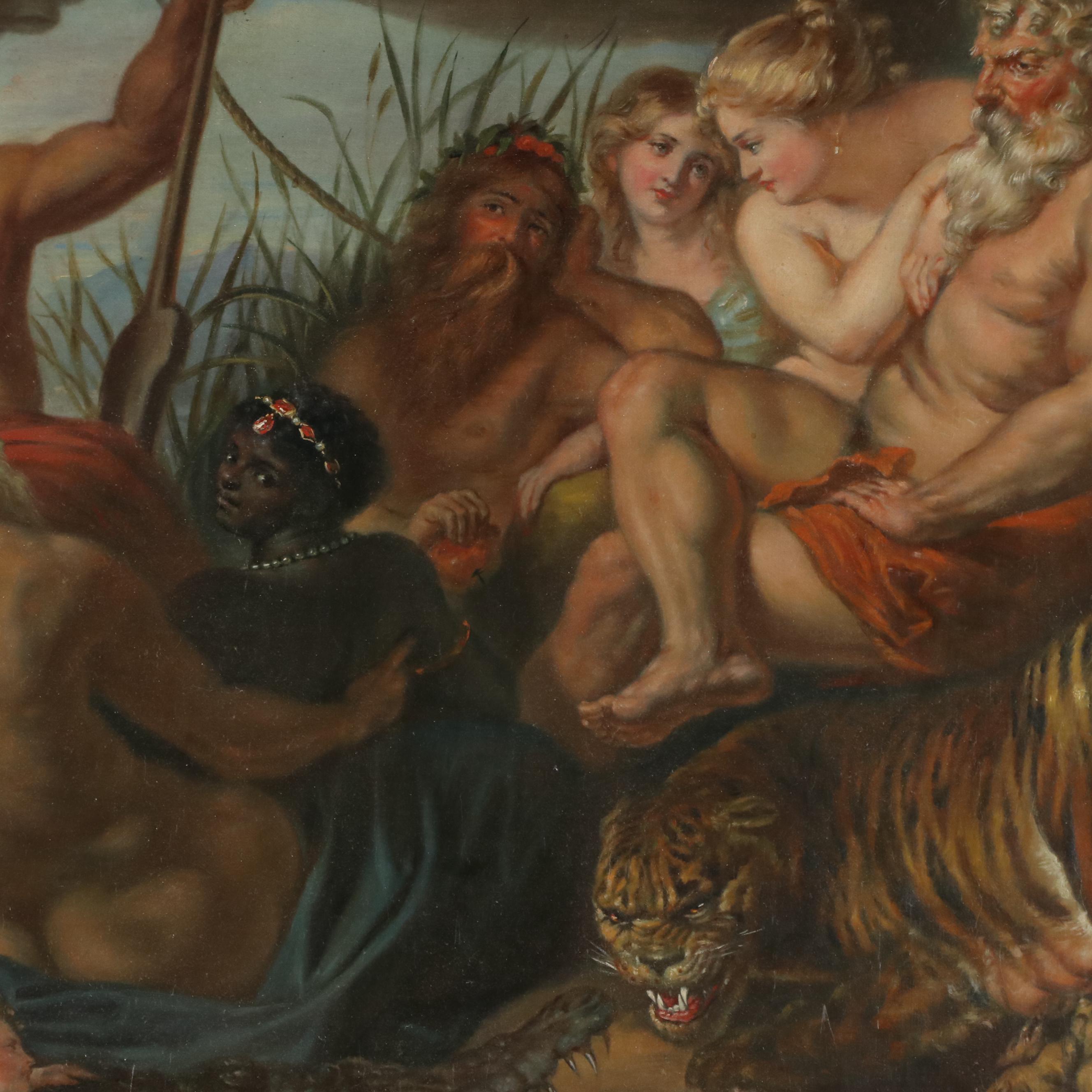 Oil Painting After Peter Paul Rubens "The Four Continents"