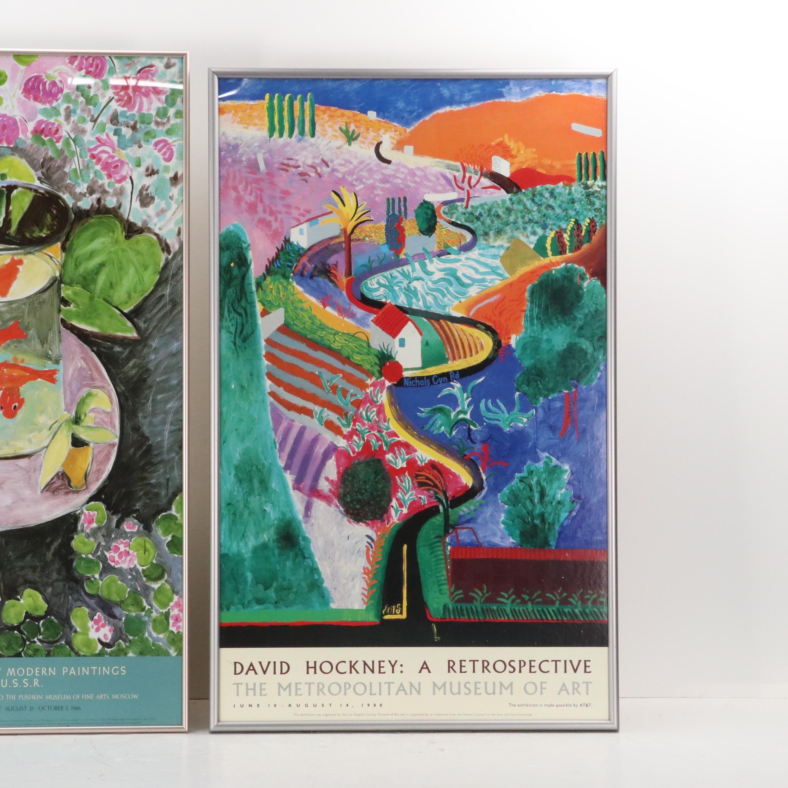 Offset Lithograph Exhibition Posters After Henri Matisse and David Hockney