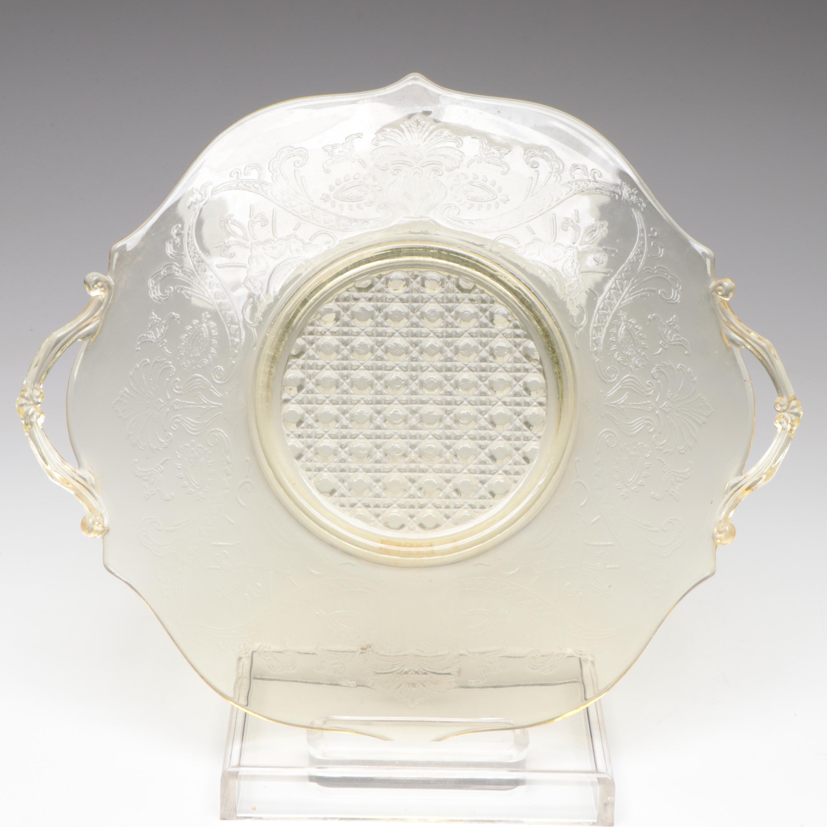 Lancaster Glass "Cane Landrum" and Other Yellow Depression Glass Tableware